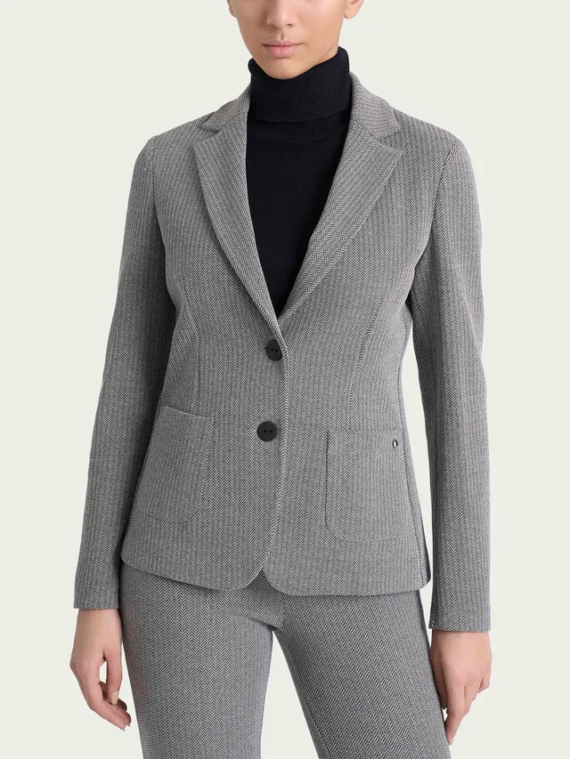 Ragno Compact Blazer Spina Pesce Donna Eco Jacquard Marrone