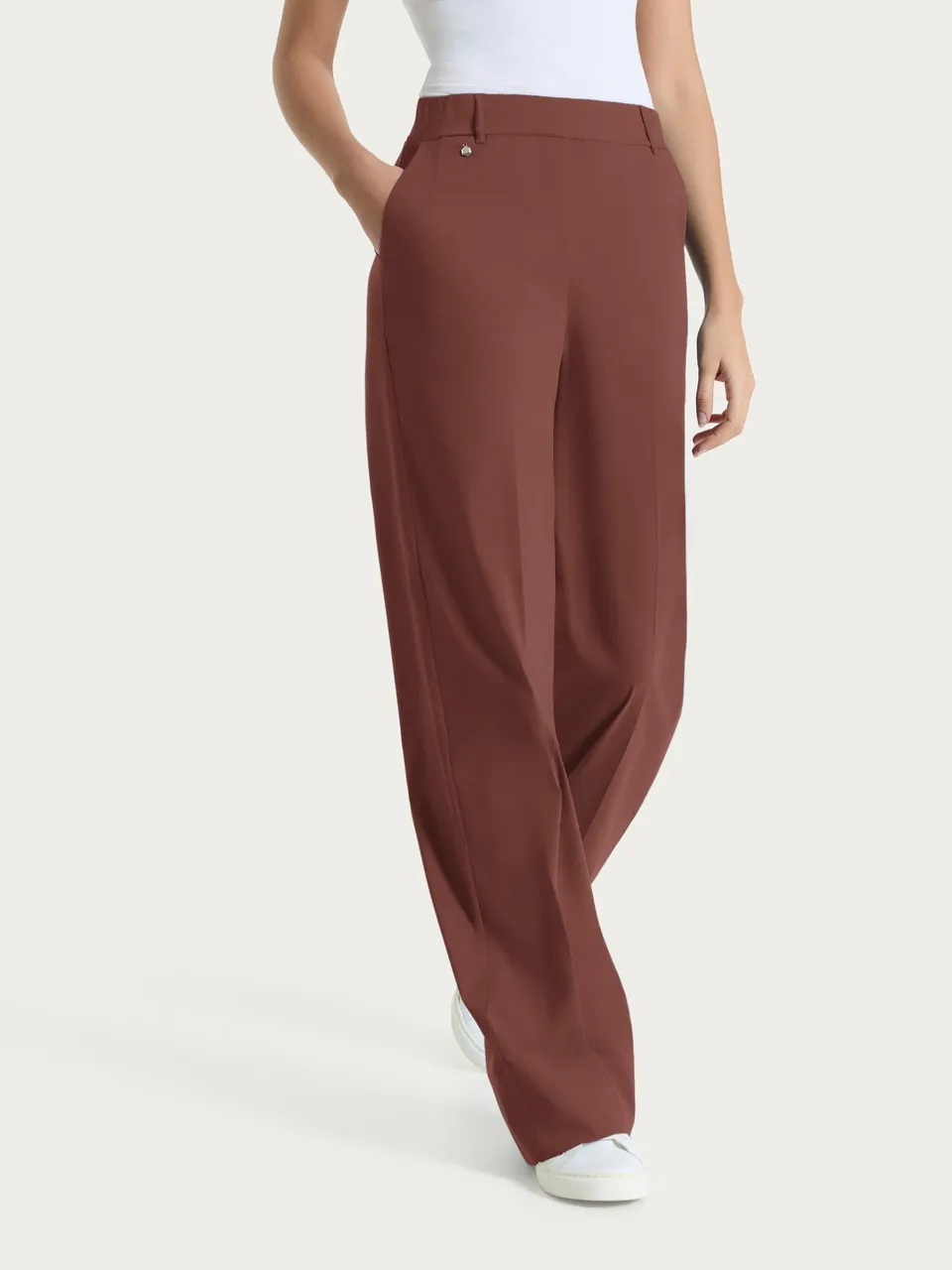 Ragno Super Fresh Pantalone Ampio Tasche Risvolto Cappuccino wide leg