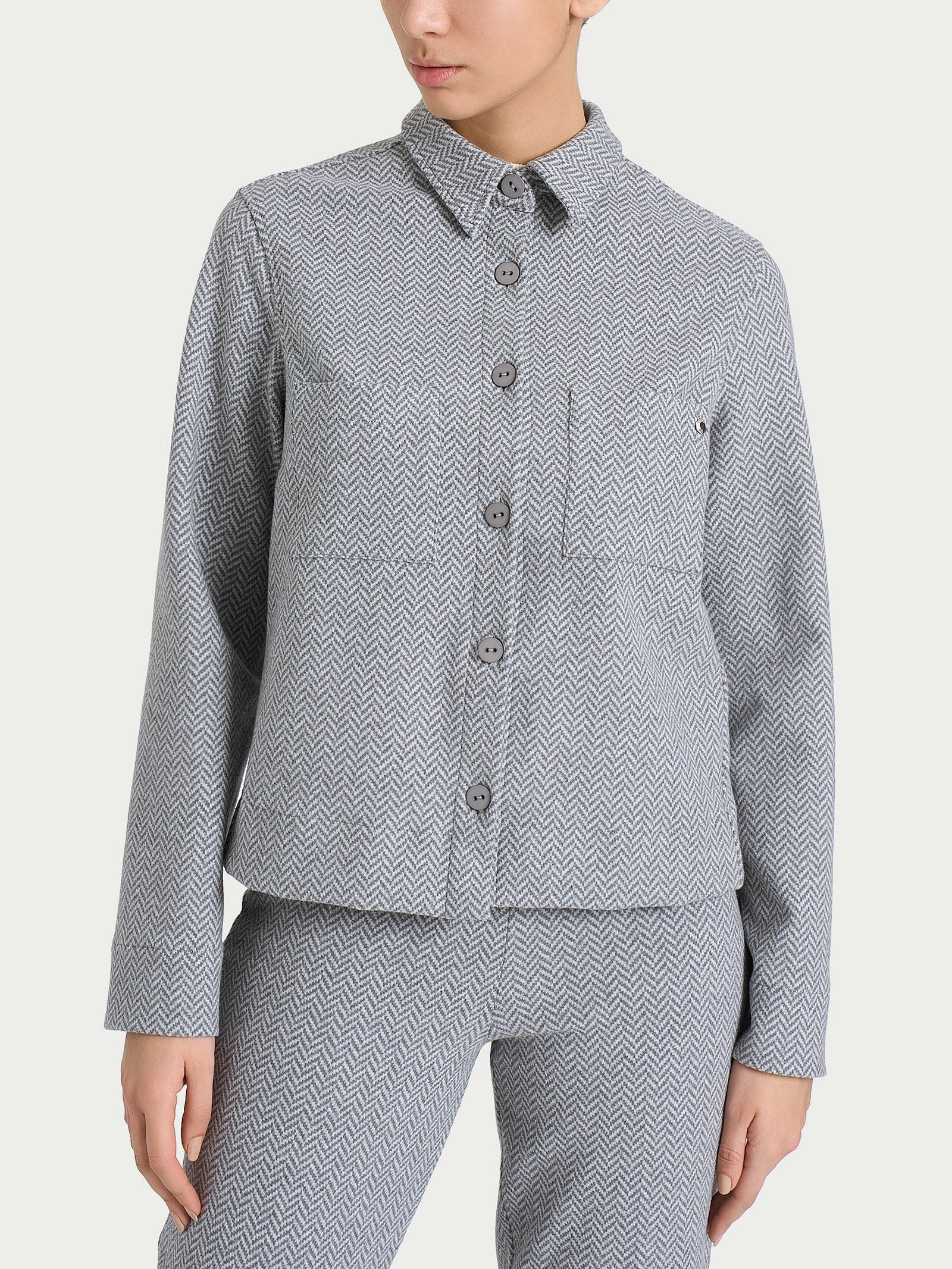Ragno Shacket Giacca bottoni Eco Jacquard Fant.Grigio Mel.