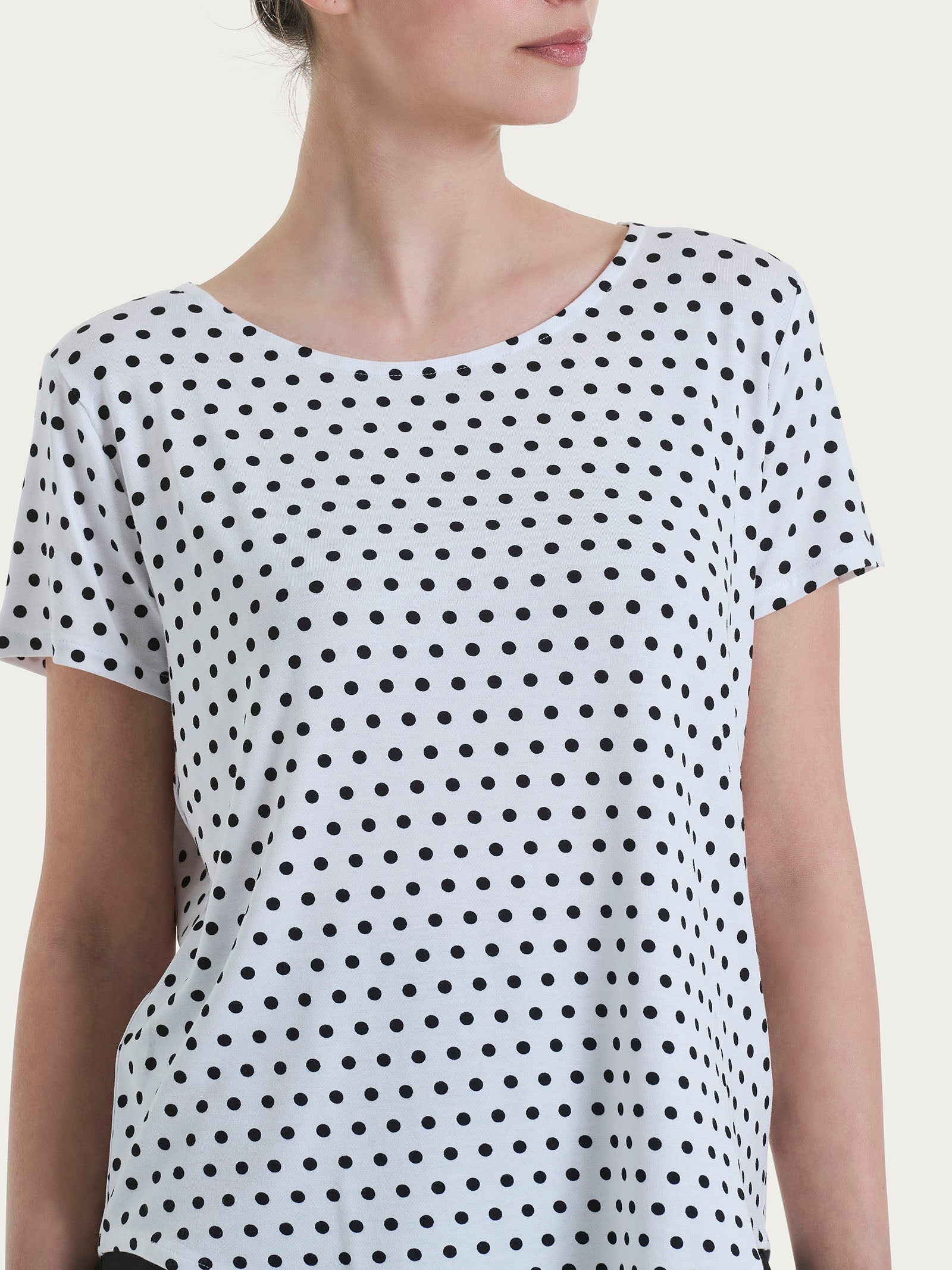 Ragno Viscosa Summer Maglietta Donna Fant.Bianco pois