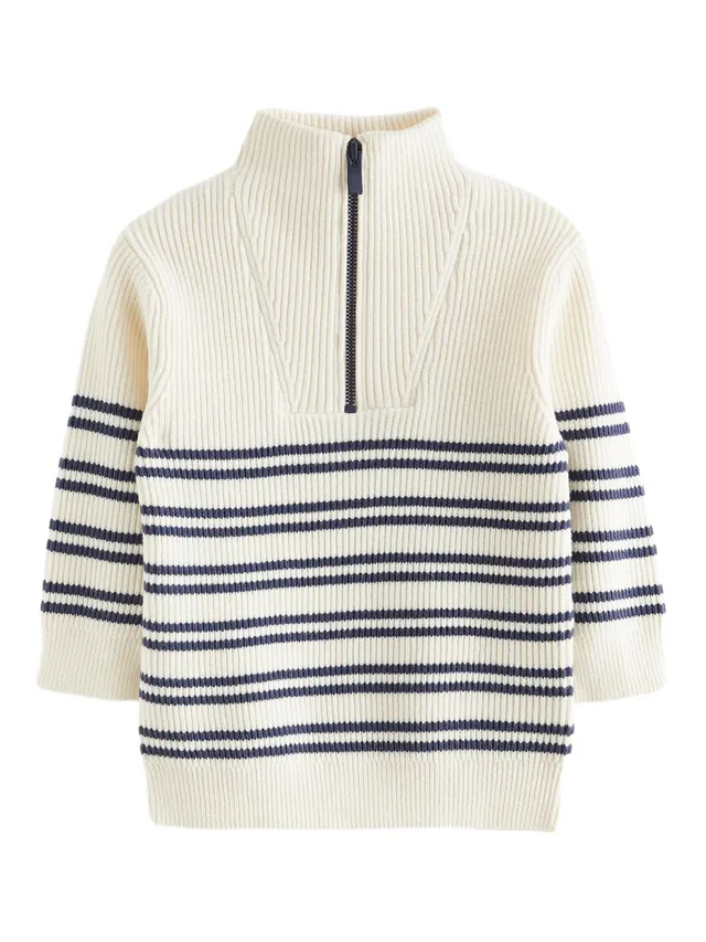 Next Ragazzo maglione zip corta ecru cream 92-98