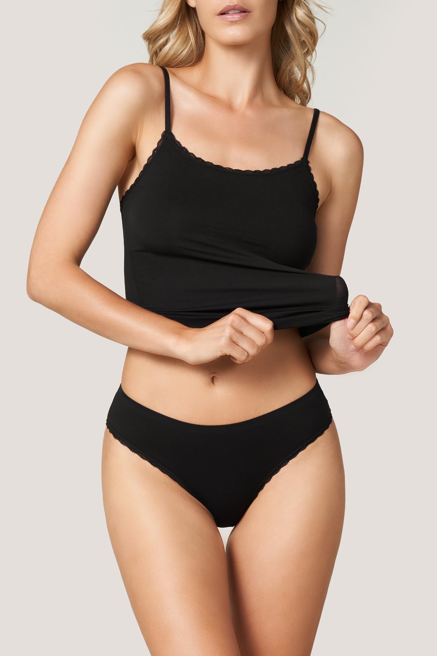 Goldenpoint slip fianco basso viscosa pizzo cotone