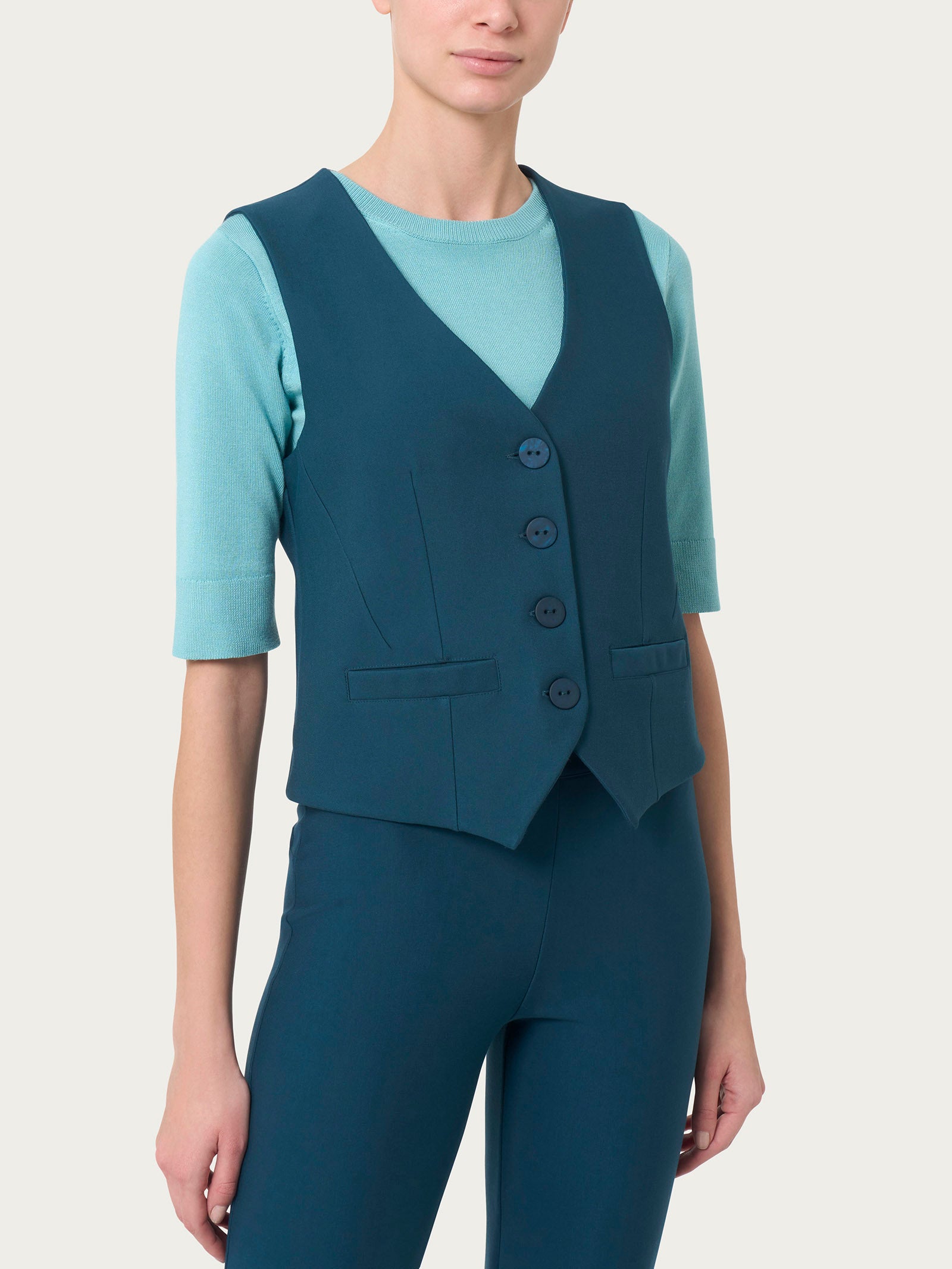Ragno Compact gilet quattro bottoni Reflecting Pond blu