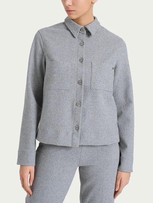 Ragno Shacket Giacca bottoni Eco Jacquard Fant.Grigio Mel.