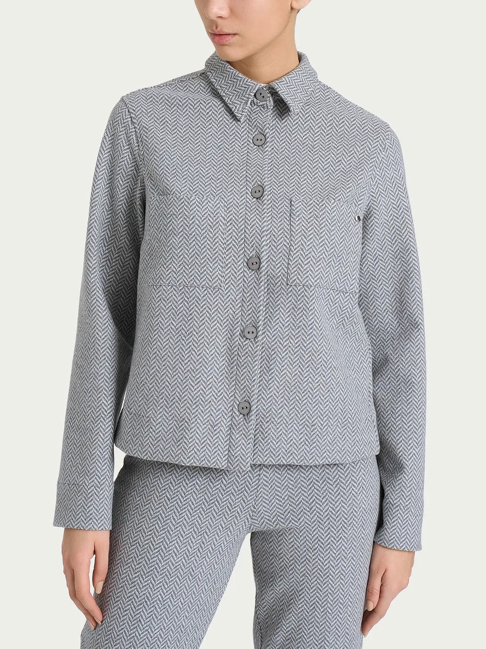 Ragno Shacket Giacca bottoni Eco Jacquard Fant.Grigio Mel.