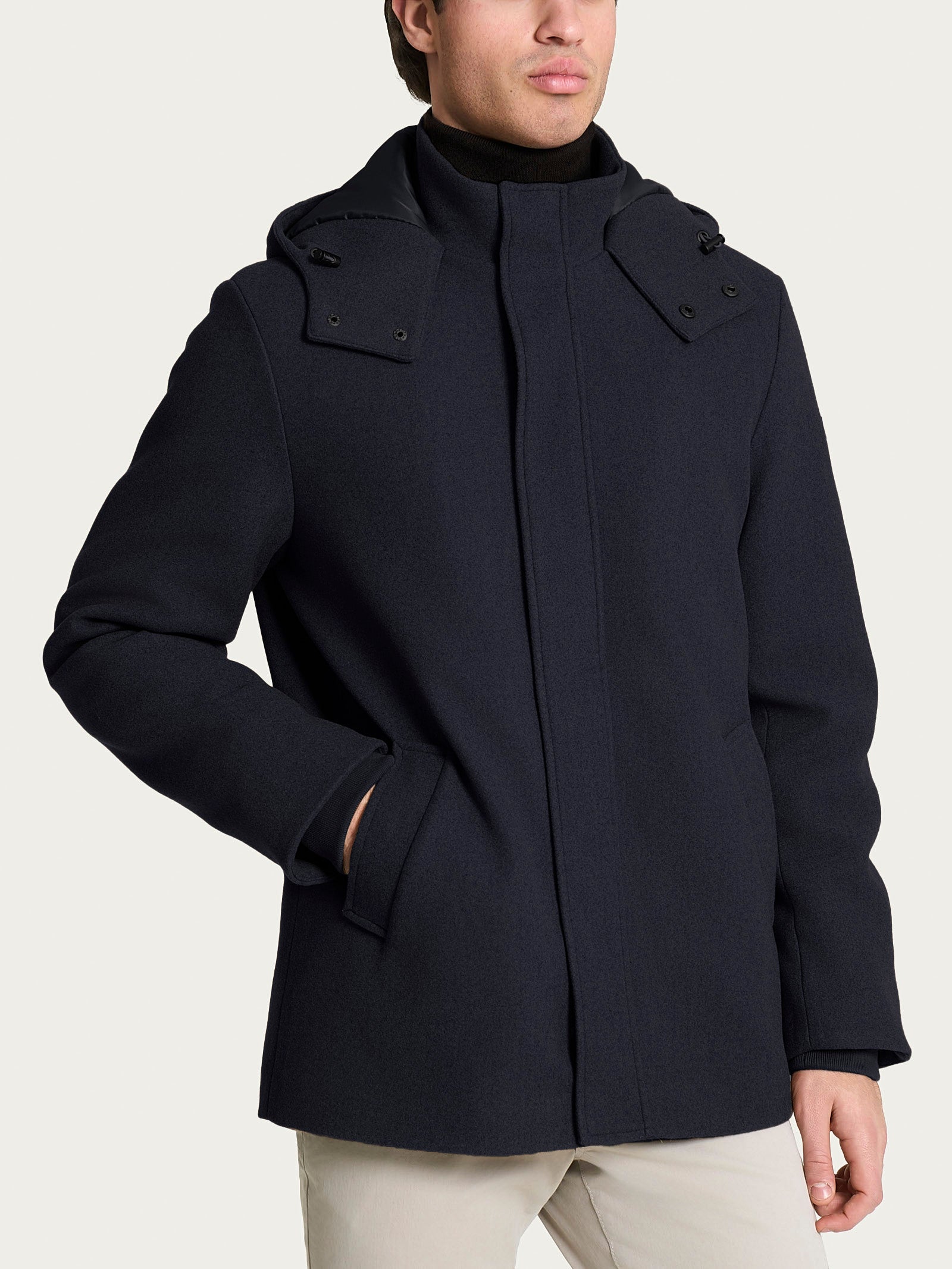Ragno Vegan Wool Parka Uomo Blu con Cappuccio