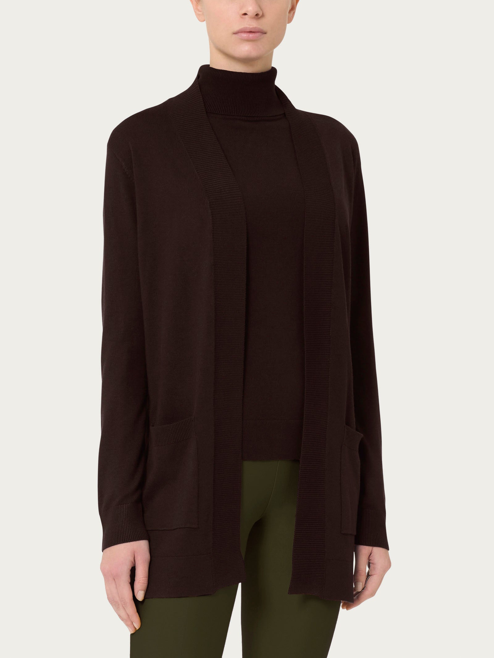 Ragno Four Seasons cardigan bottoni Chocolate viscosa