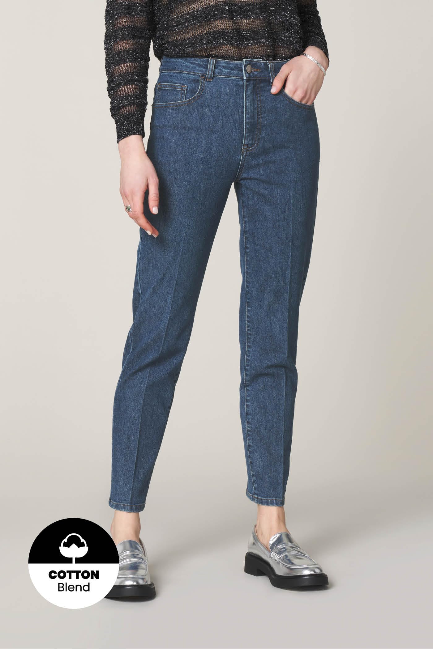Goldenpoint Straight Denim leggings donna denim elasticizzati