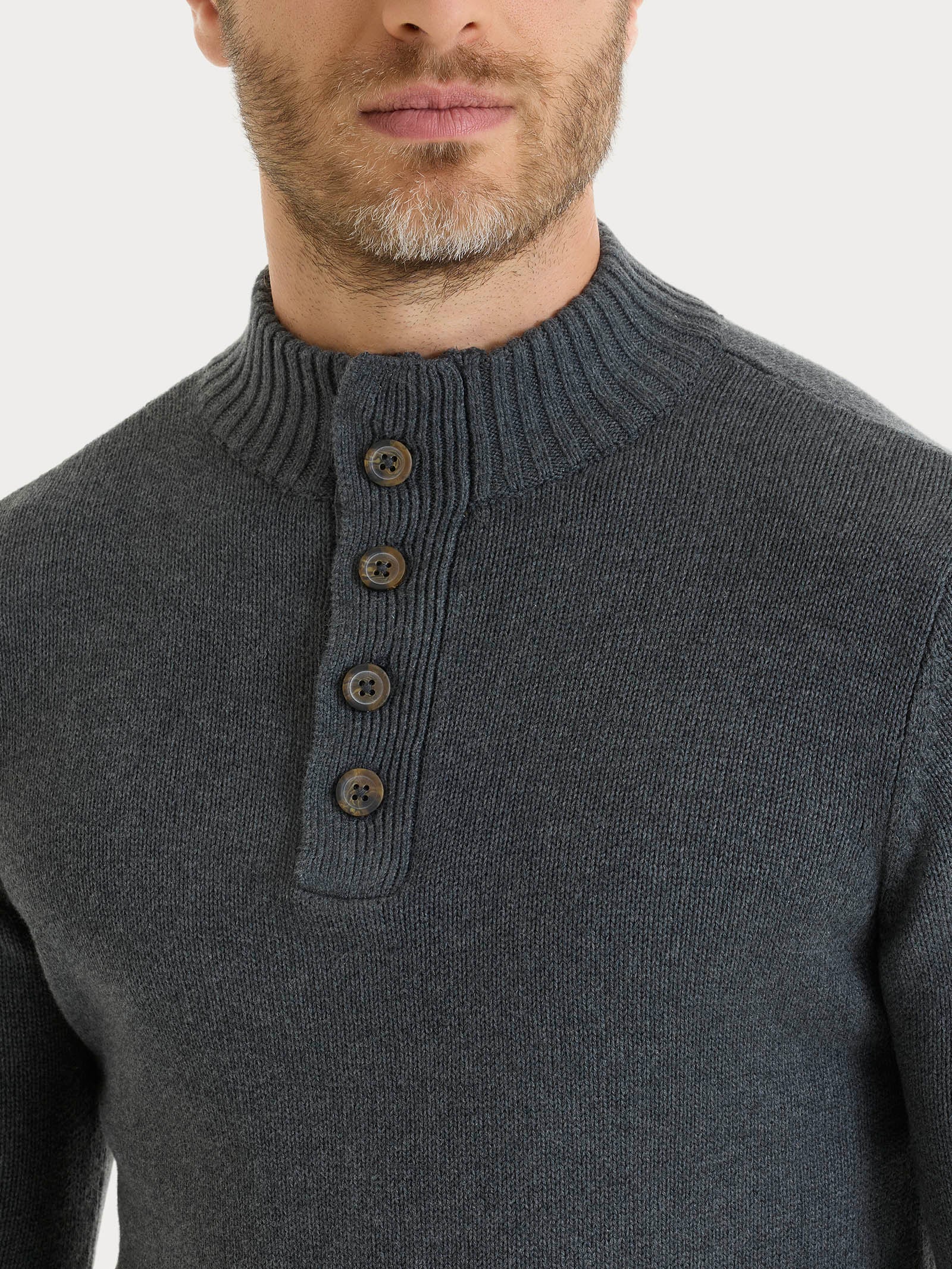 Ragno Winter Cotton Lupetto con Zip e Bottoni Ardesia Puro Cotone
