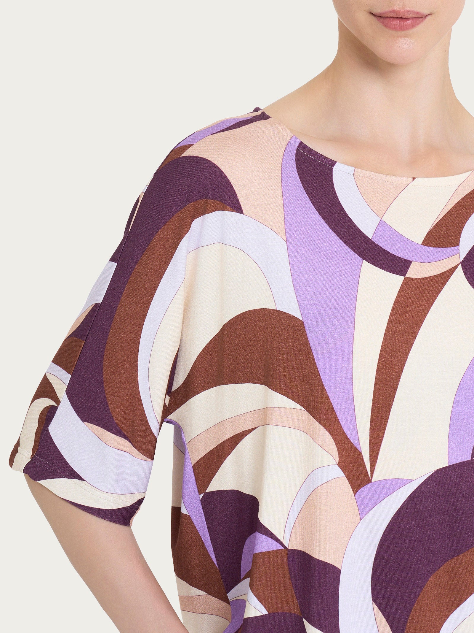 Ragno Viscosa Summer scollo a barchetta maglietta viola Plum Perfect