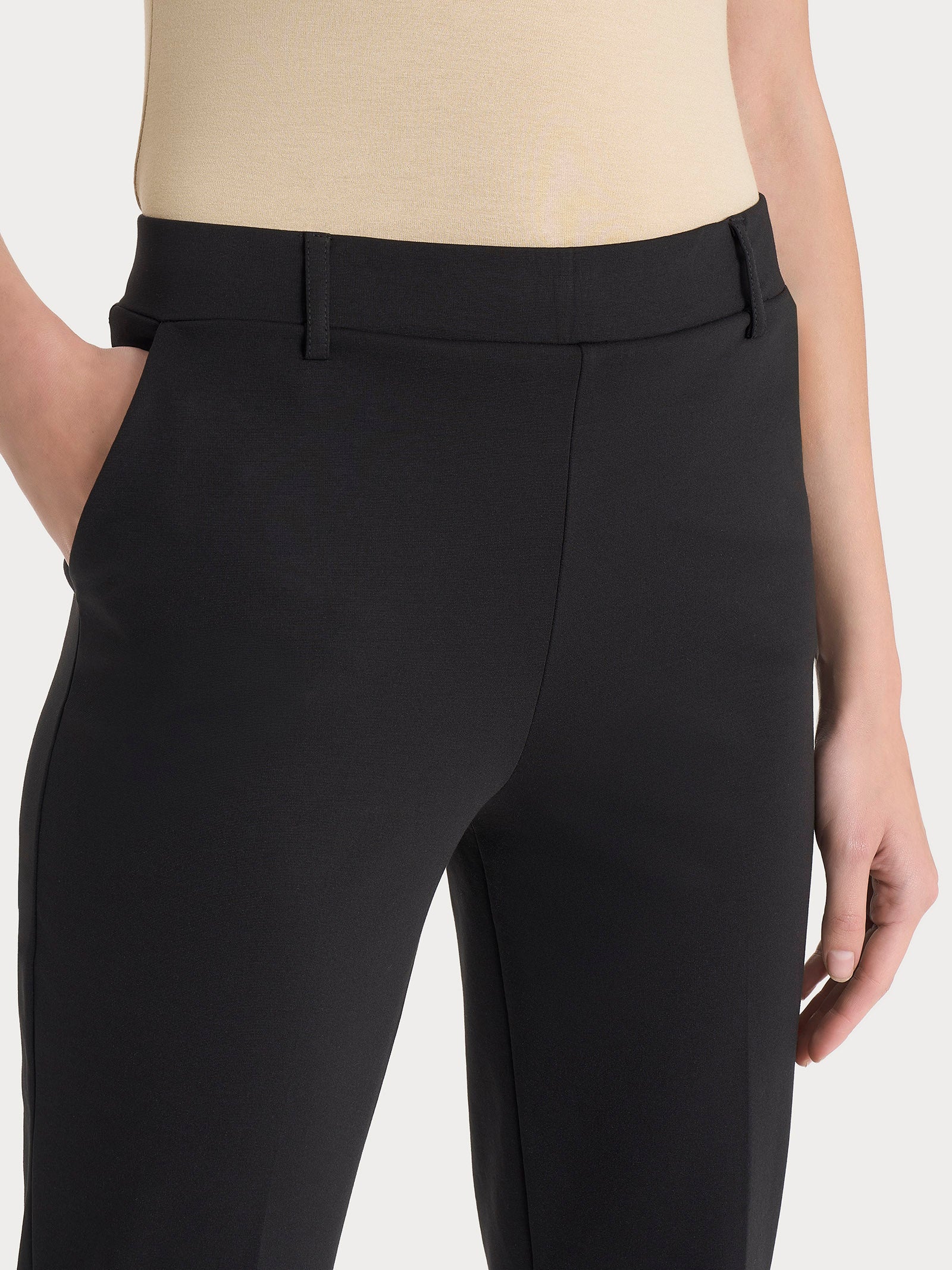 Ragno Pantalone Dritto Tasche Donna Nero Compact Light