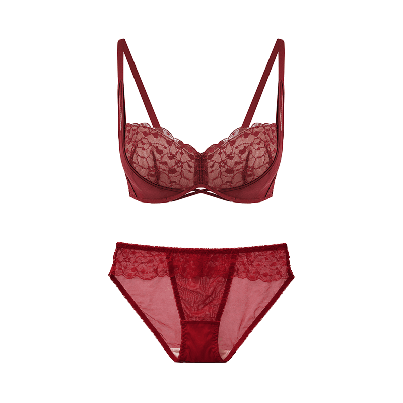 Maria Grazia Severi set intimo bordeaux in pizzo senza ferretto