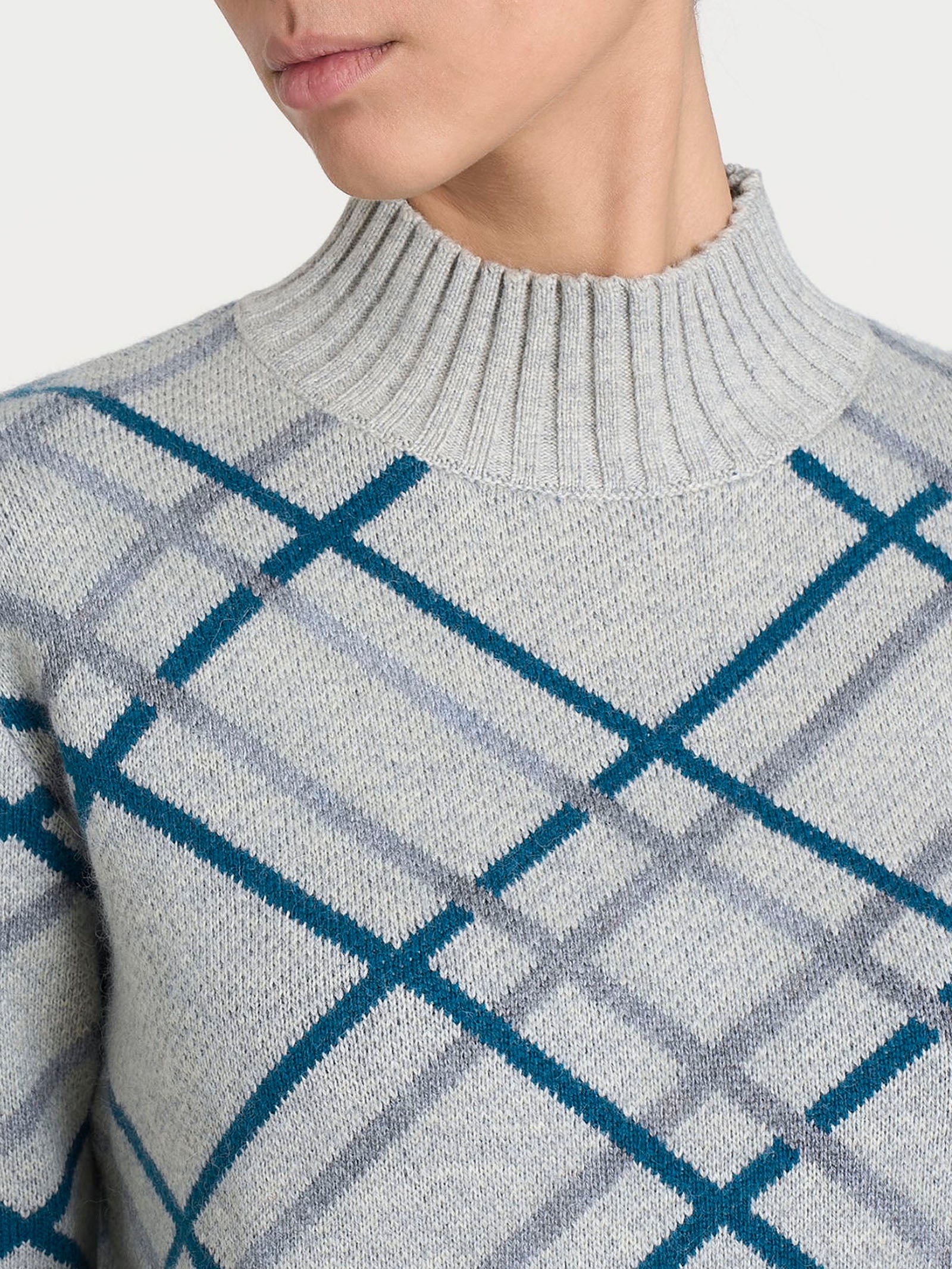 Ragno Natural Soft Lupetto Check Maglia Ghiaia Mel.