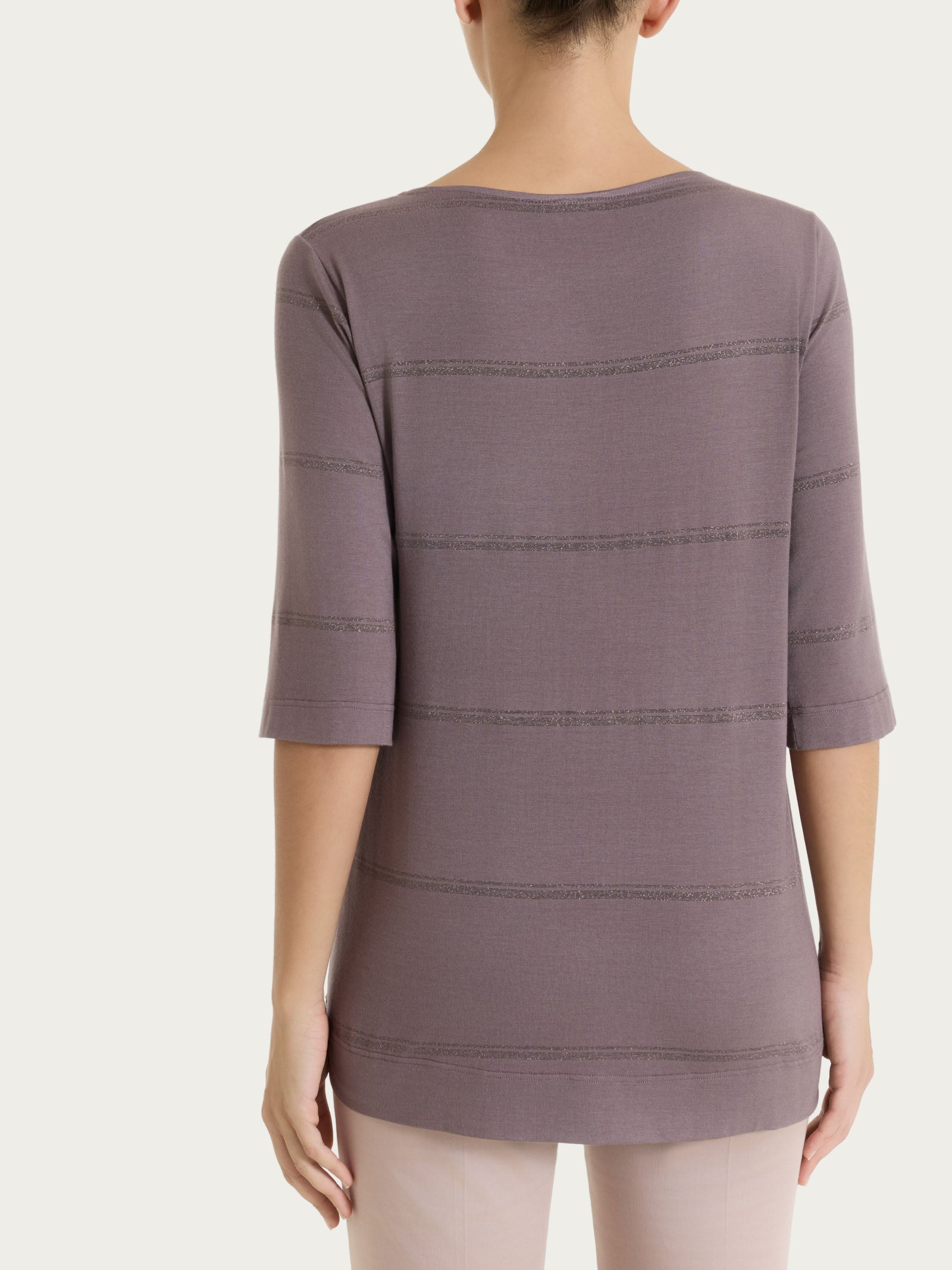 Ragno Viscosa Summer maglietta righe lurex plum truffle manica 3/4