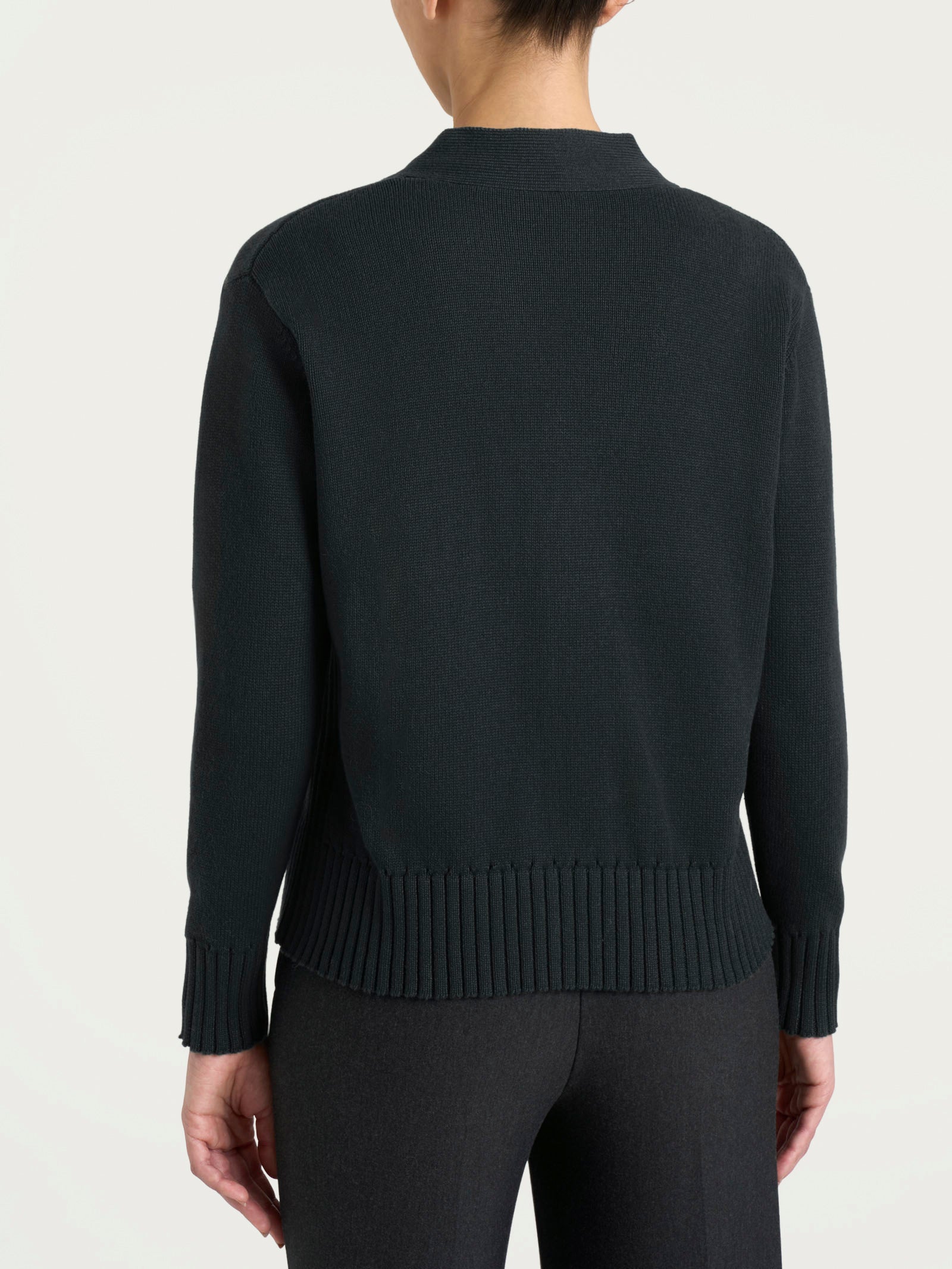 Ragno Winter Cotton scollo a V bottoni cardigan Nero Mel. puro cotone