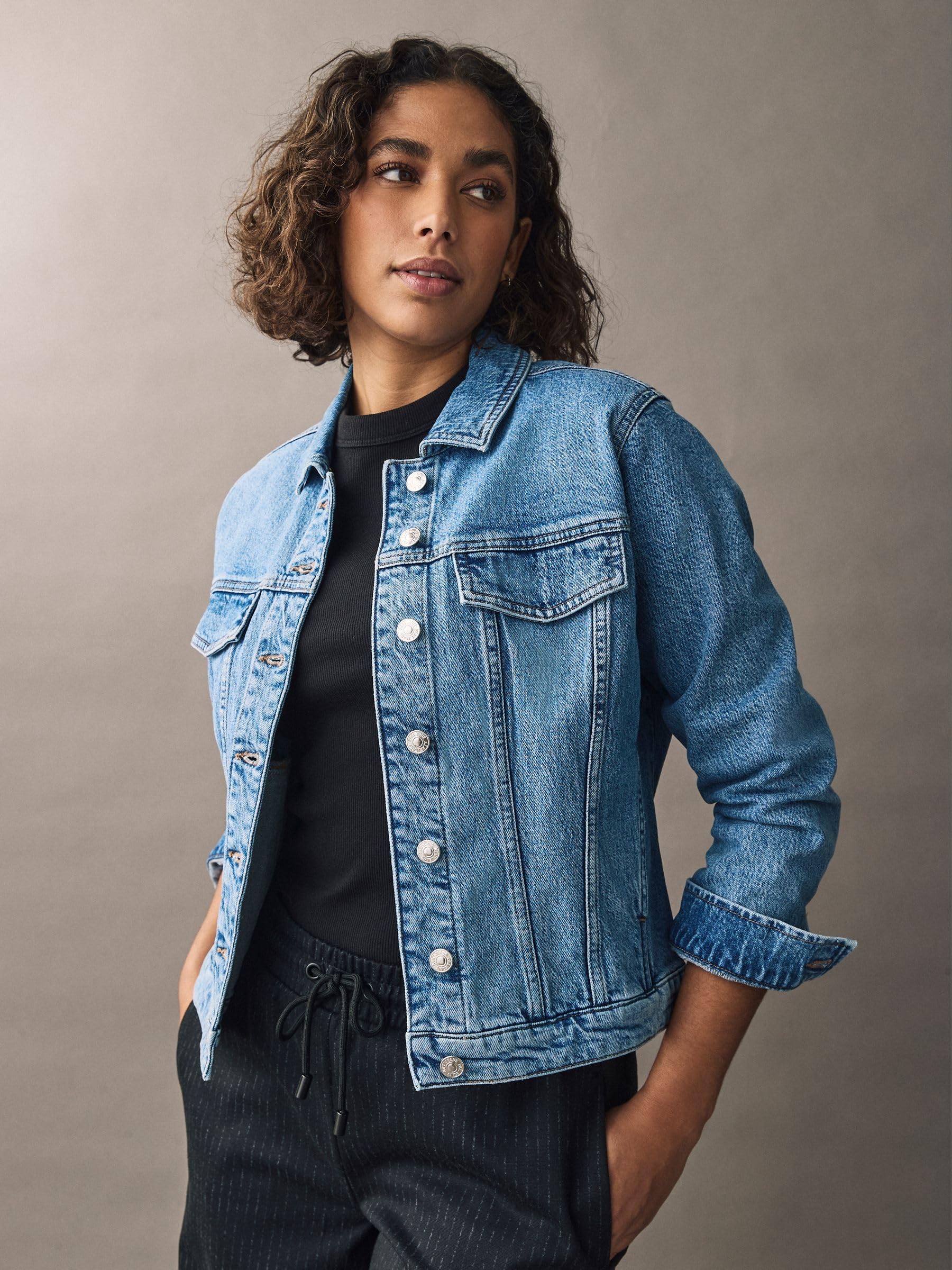 Next giacca denim donna 46 misto cotone comoda