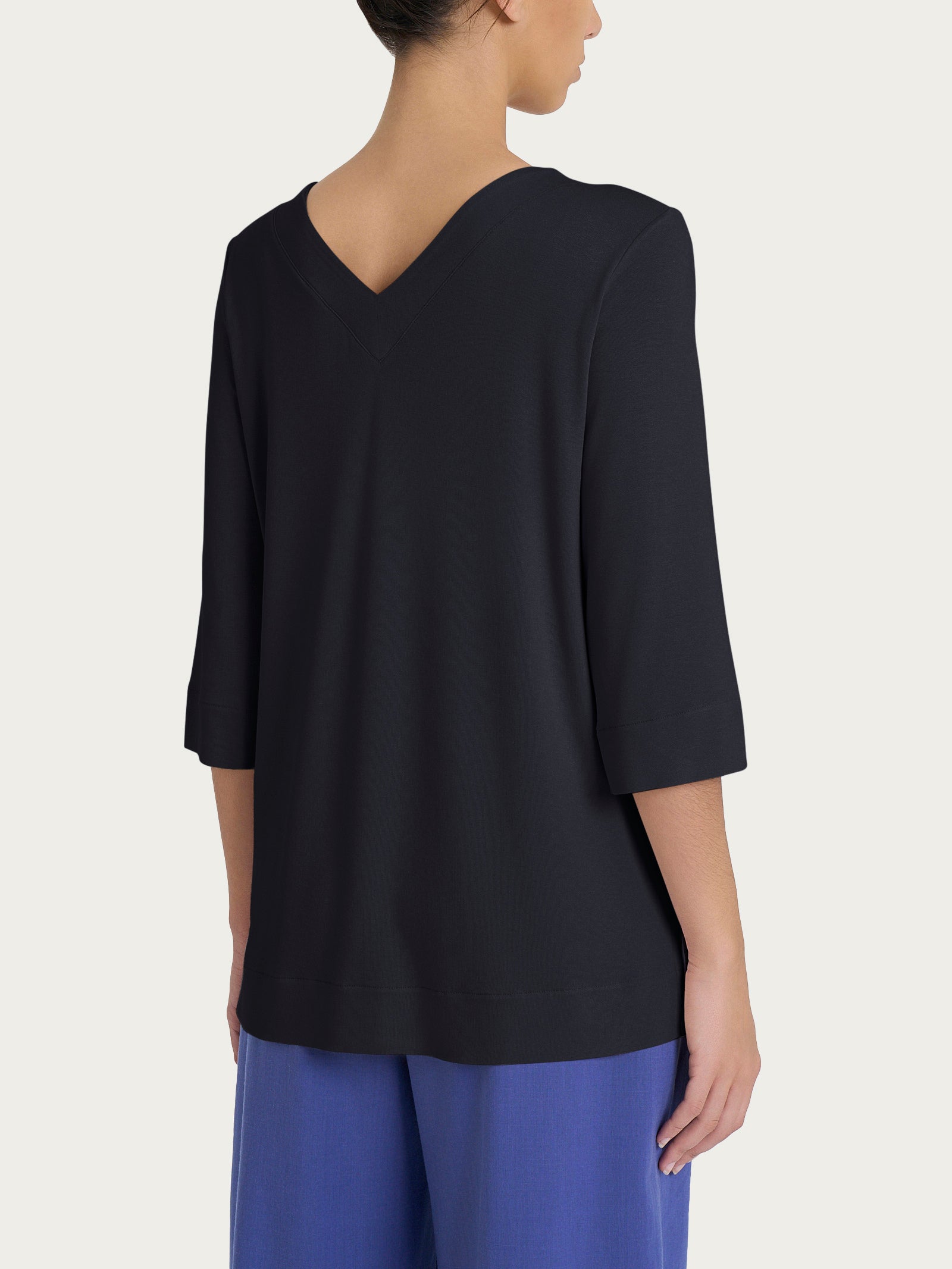 Ragno Scollo a V maglietta donna Nero viscosa crepe