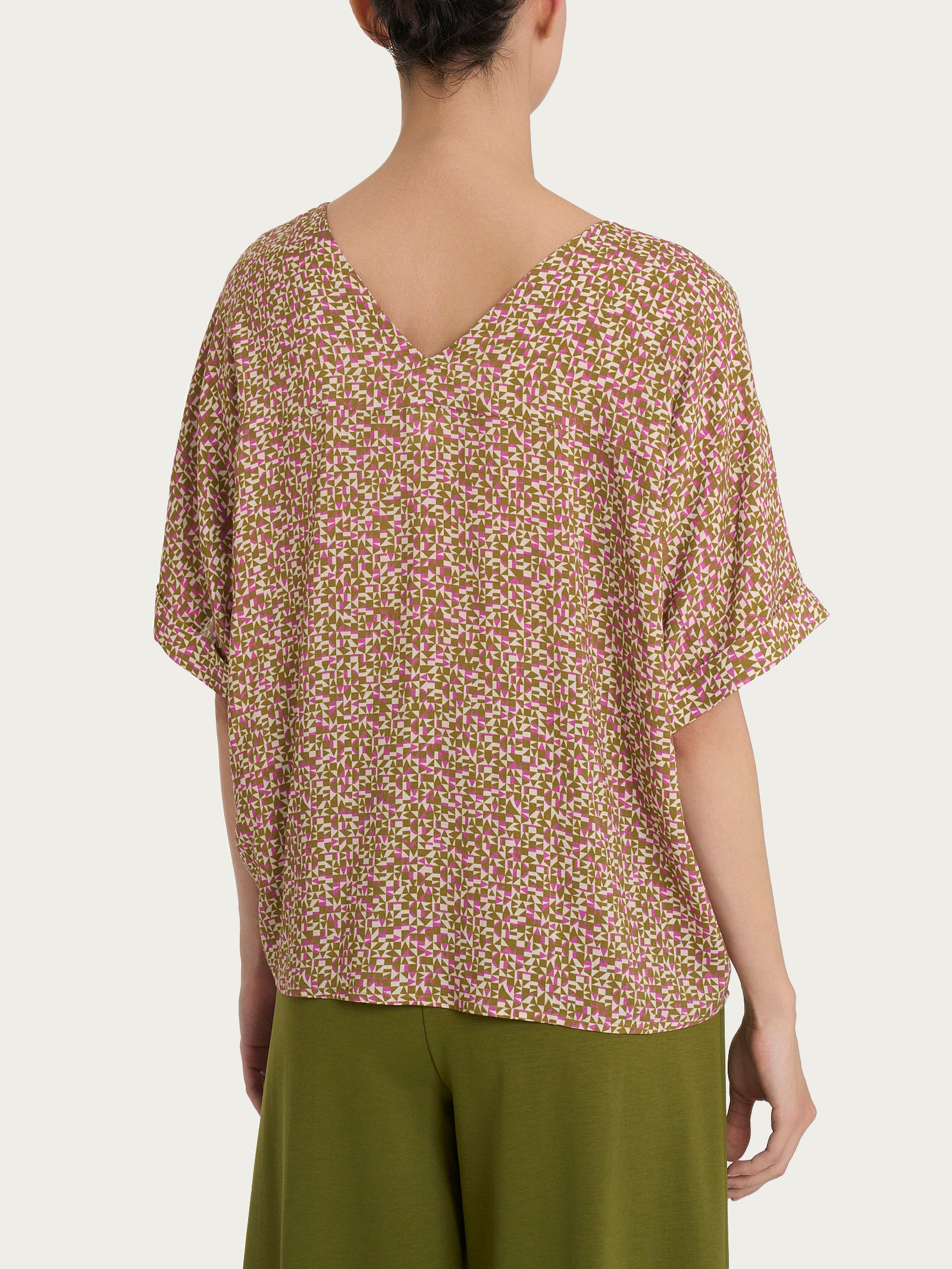 Ragno Ecoseta Blusa Geometrica Manica Kimono Cattleya Orchid