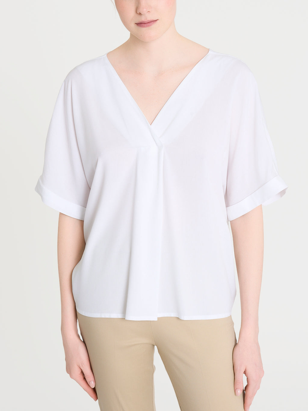 Ragno Ecoseta V-neck camicetta Bianca raso viscosa