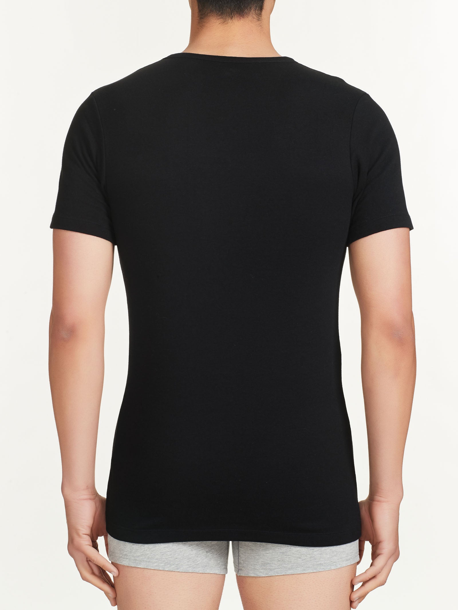 Ragno Interlock maglietta uomo Nero scollo a V cotone