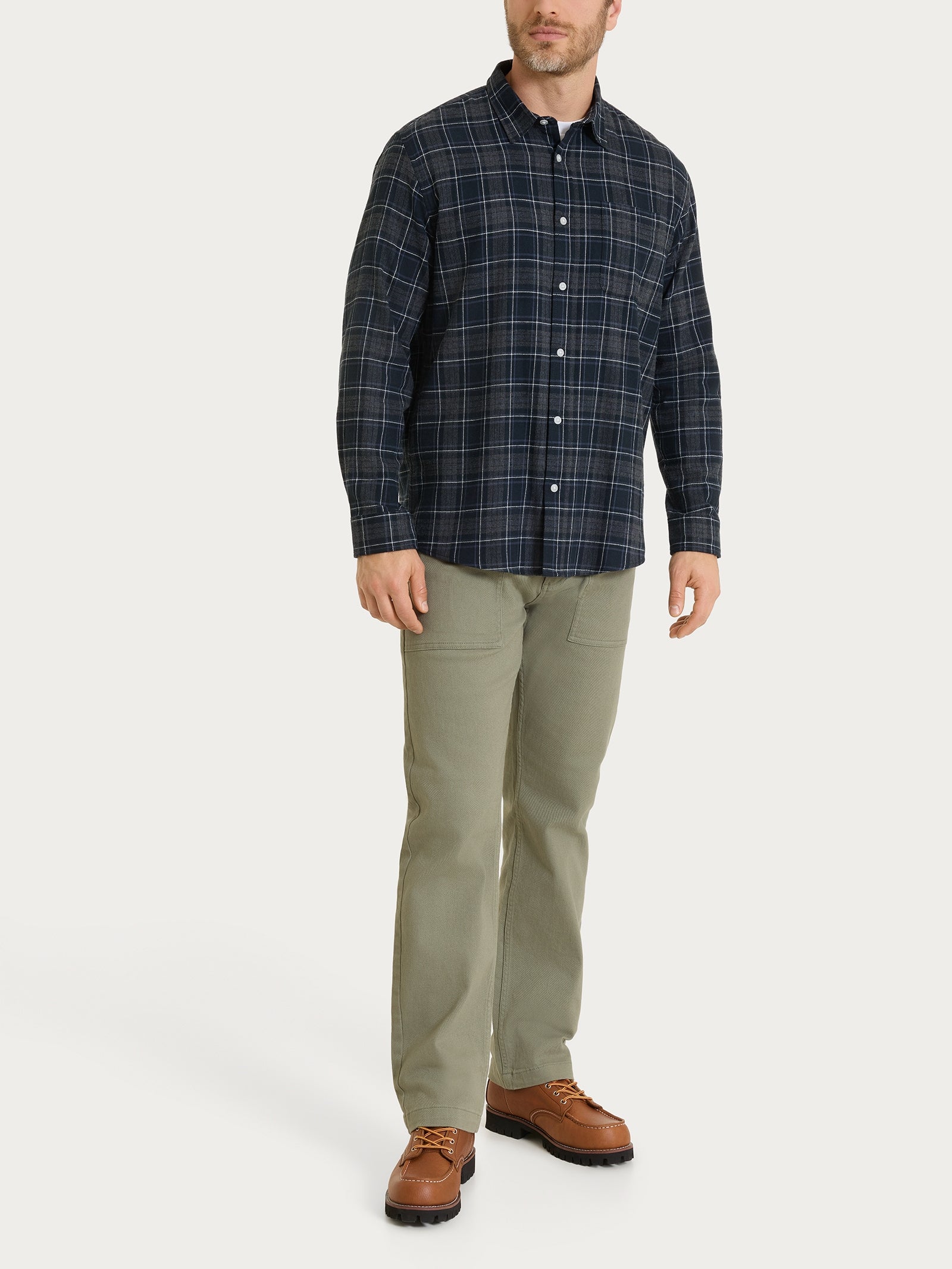 Ragno Cotton Flannel Camicia Uomo Tartan Blu Cotone