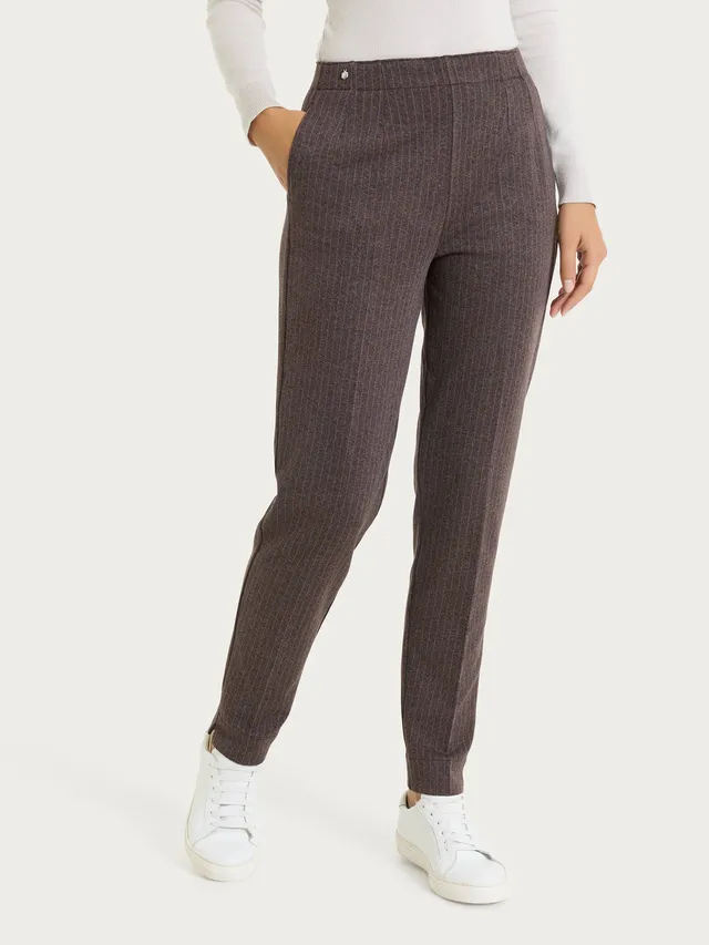 Ragno Compact Pantalone sigaretta gessato chocolate melange