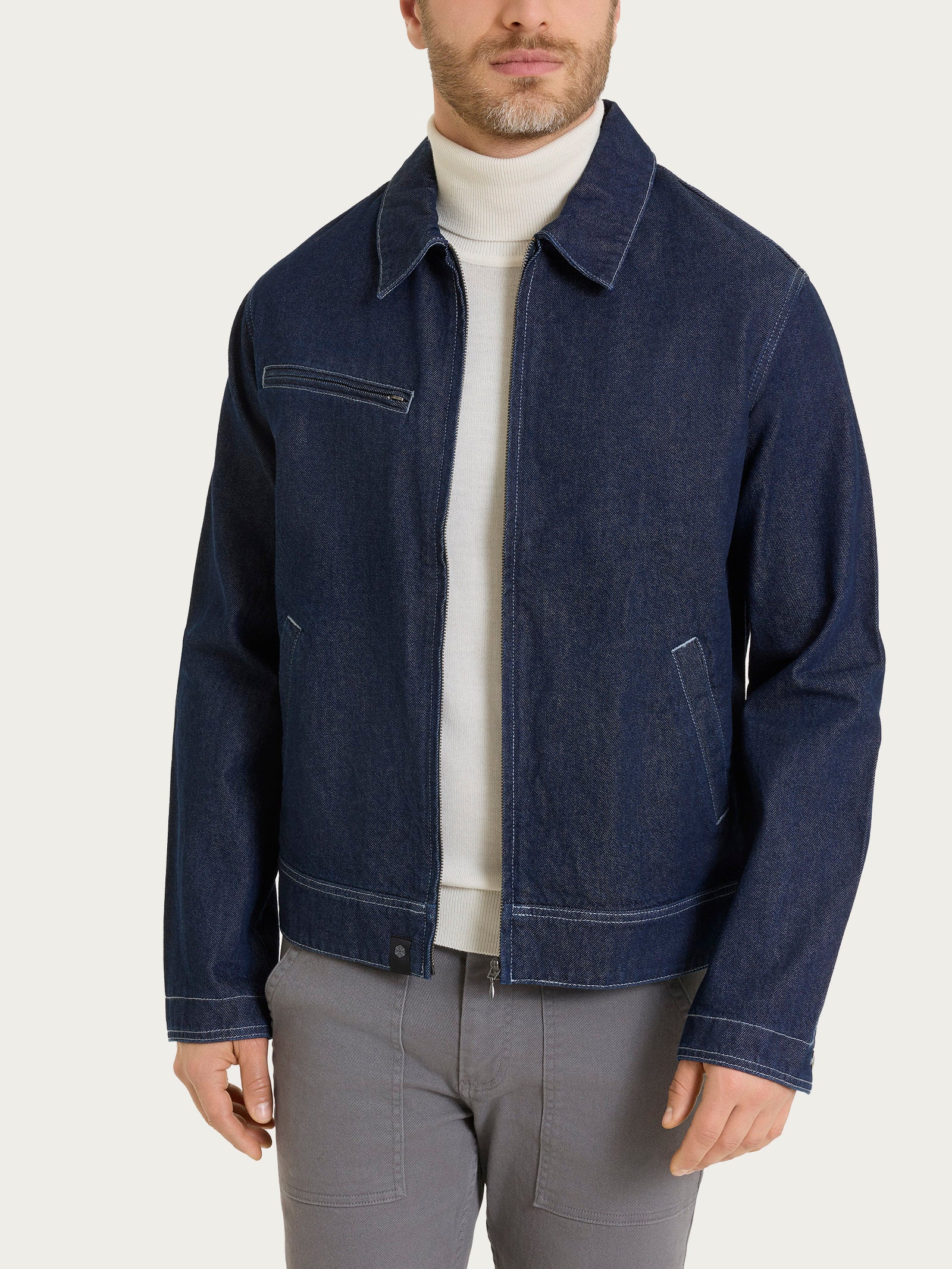 Ragno Super Denim giacca zip Dark Navy cotone