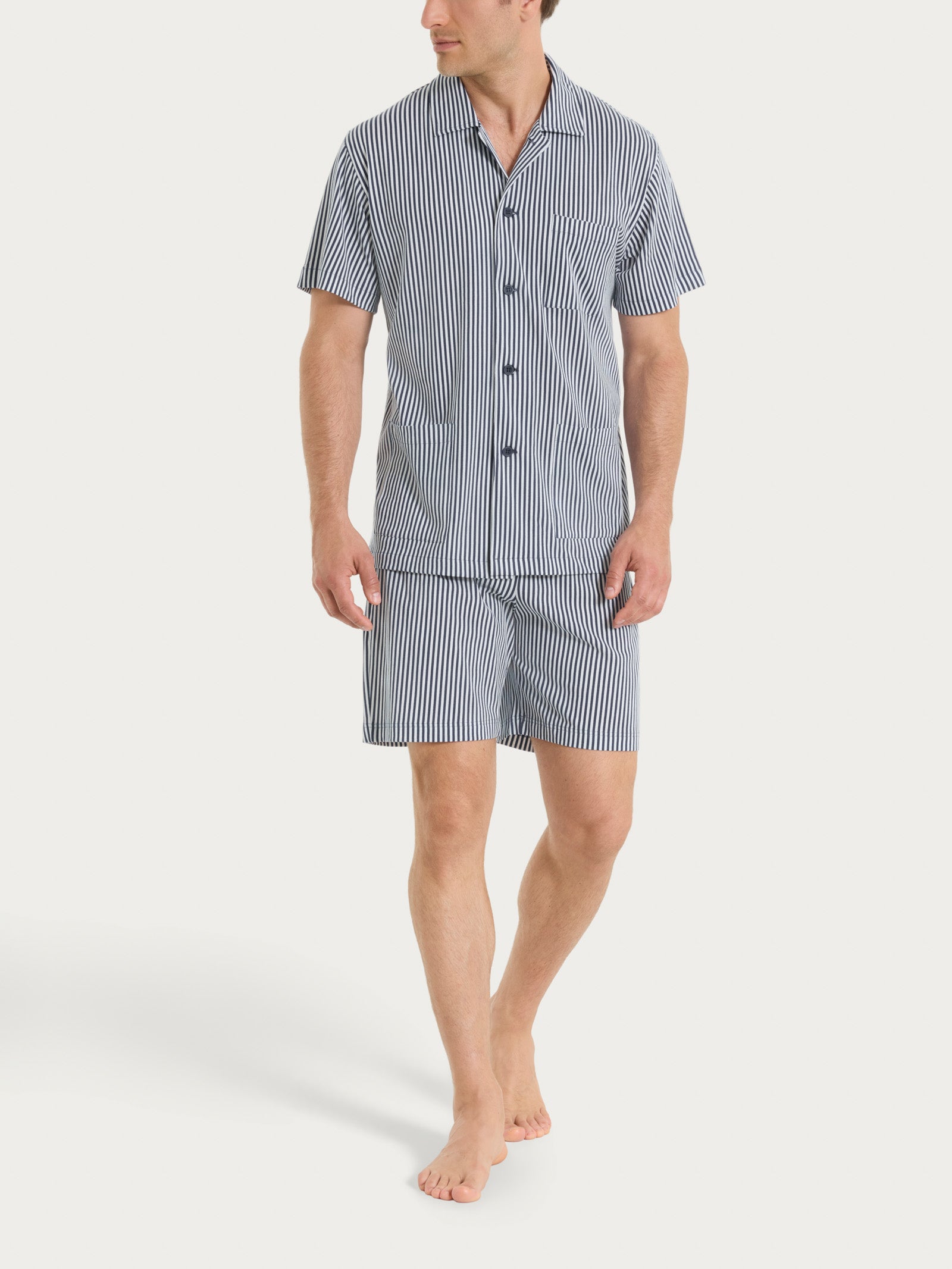 Ragno Jersey Cotone Pigiama corto aperto righe bianco