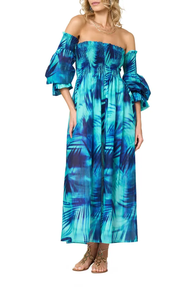 Goldenpoint Oasis abito lungo copricostume cotone multicolor