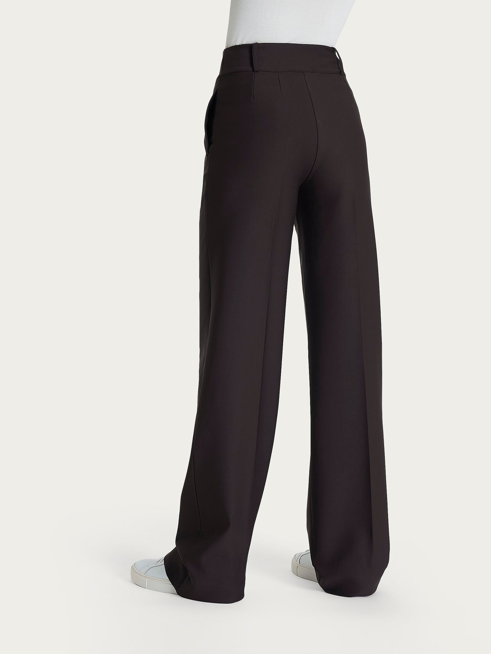 Ragno Compact Pantalone Ampio Tasche Pinces Chocolate Torte Wide Leg
