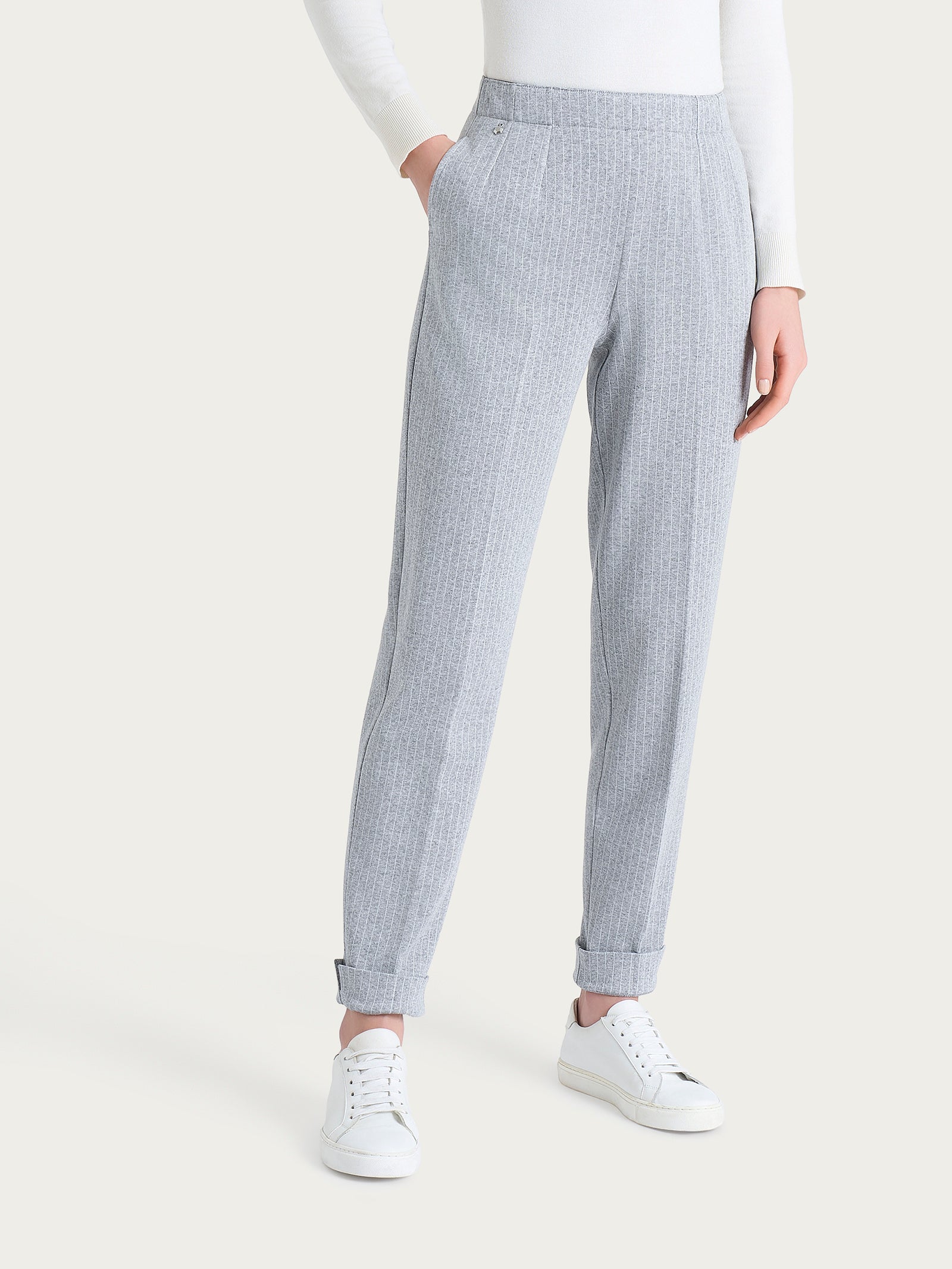 Ragno Compact Pantalone Sigaretta Gessato Grigio Skinny