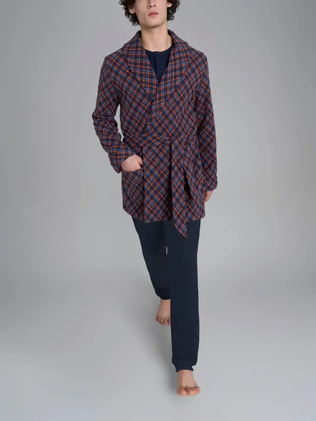 Ragno Cotton Eco Pile vestaglia corta tartan Outer Space