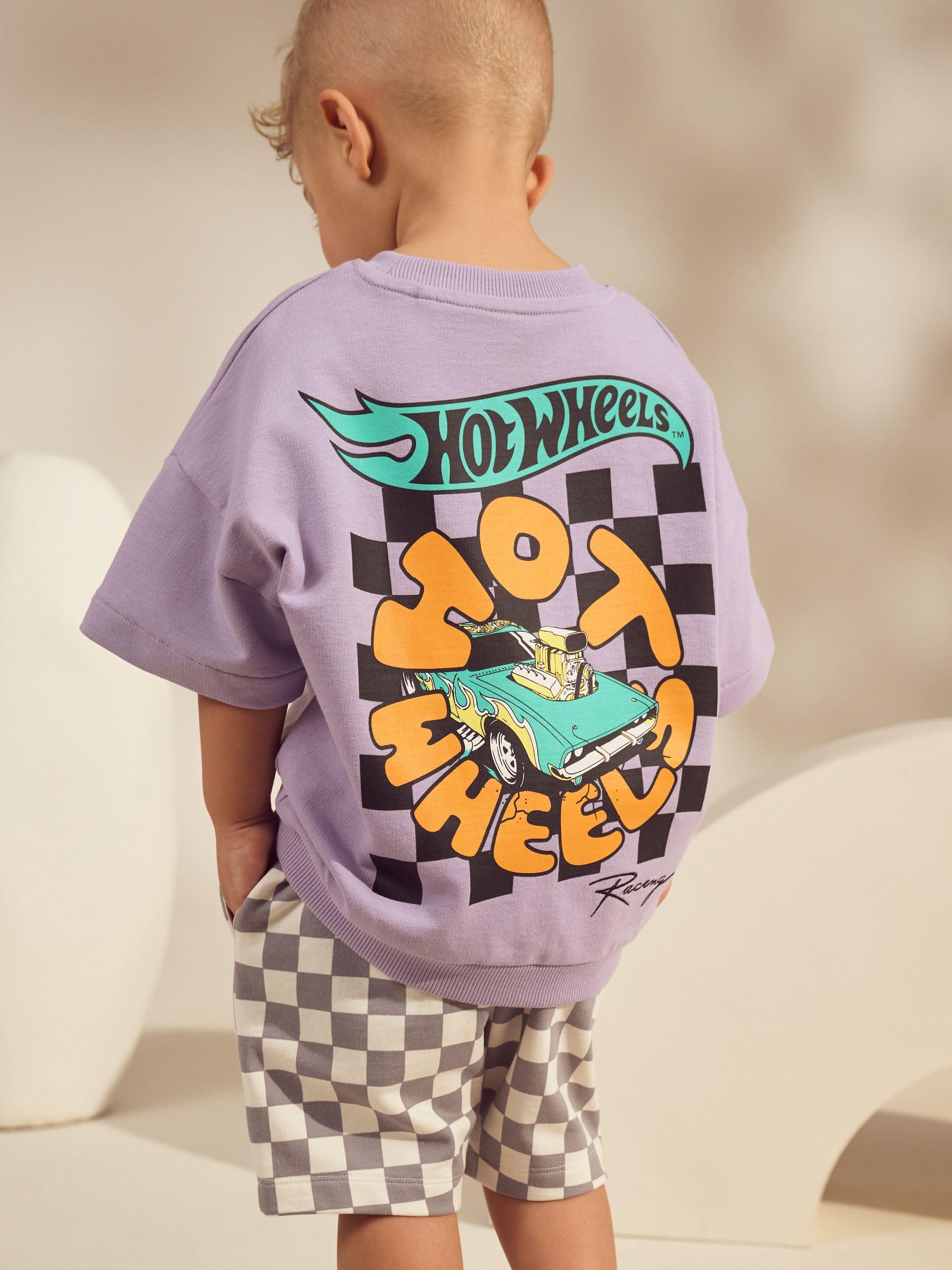 Next Hot Wheels completo t-shirt e shorts 104-110 a quadri
