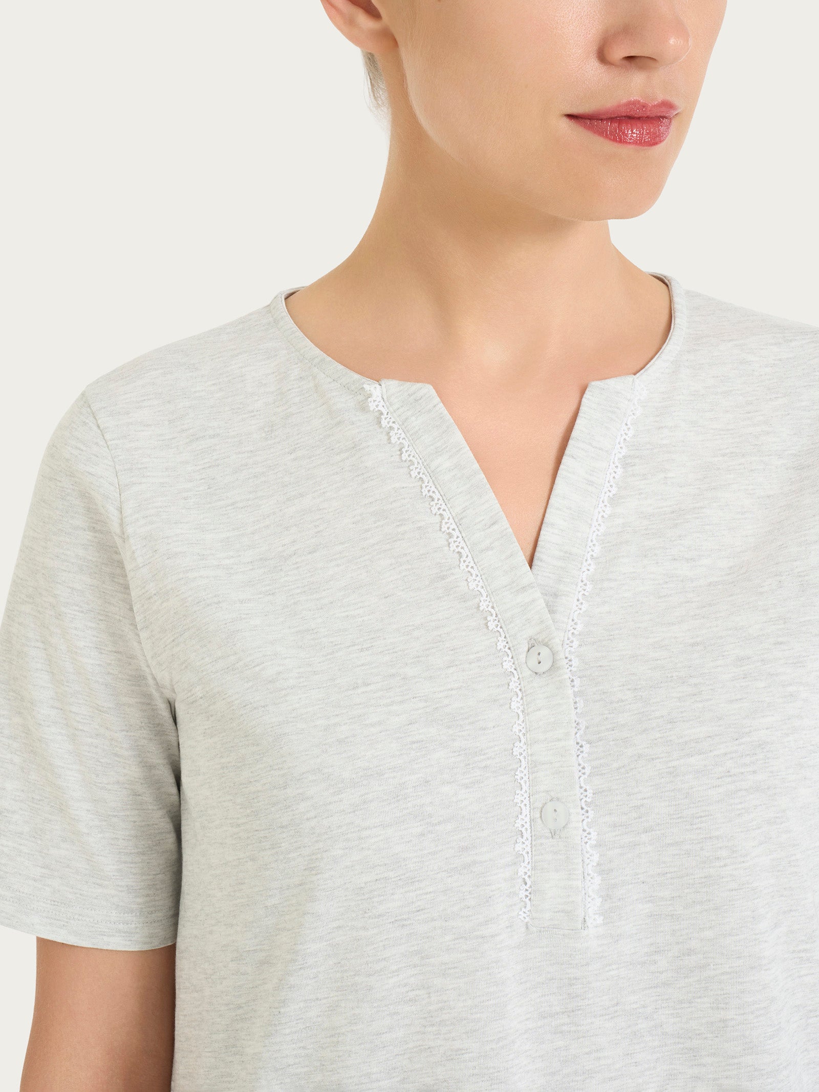 Ragno Jersey Cotone Pigiama Pinocchietto Ghiaia Mel. Pizzo
