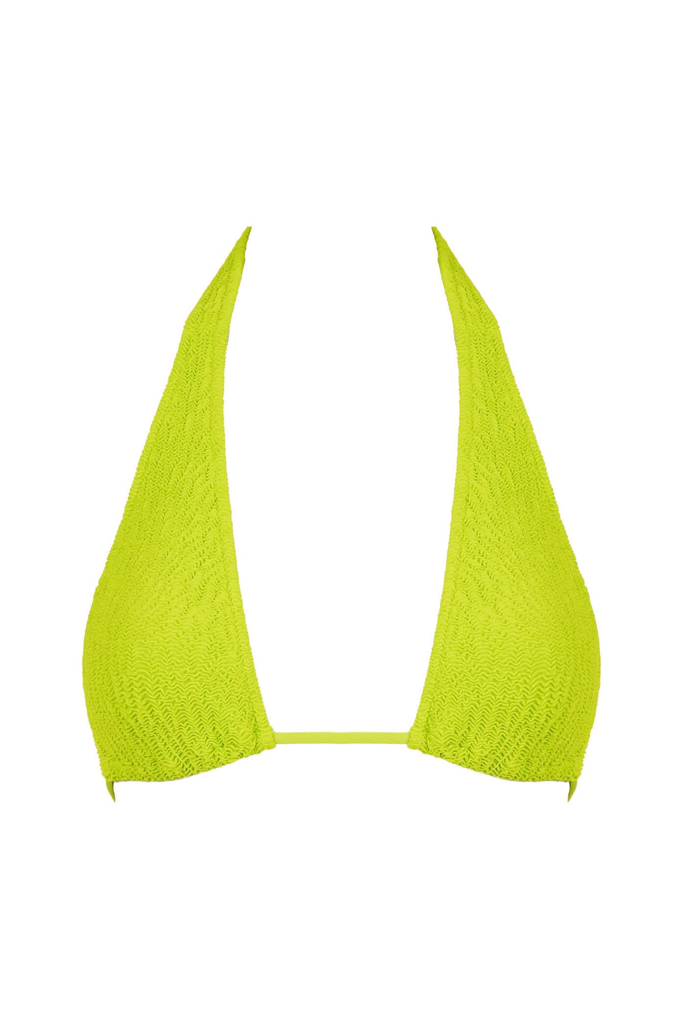 Goldenpoint Crinkle triangolo scorrevole top bikini arricciato fluo