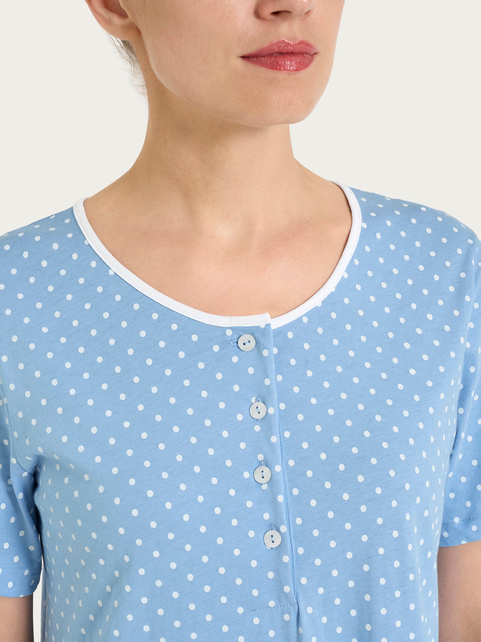 Ragno Jersey Cotone camicia notte pois serafino Della Robbia