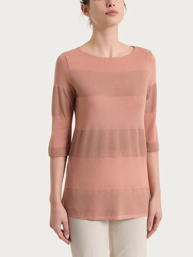 Ragno Summer Light Maglietta Barchetta Righe Cork Lurex 3/4