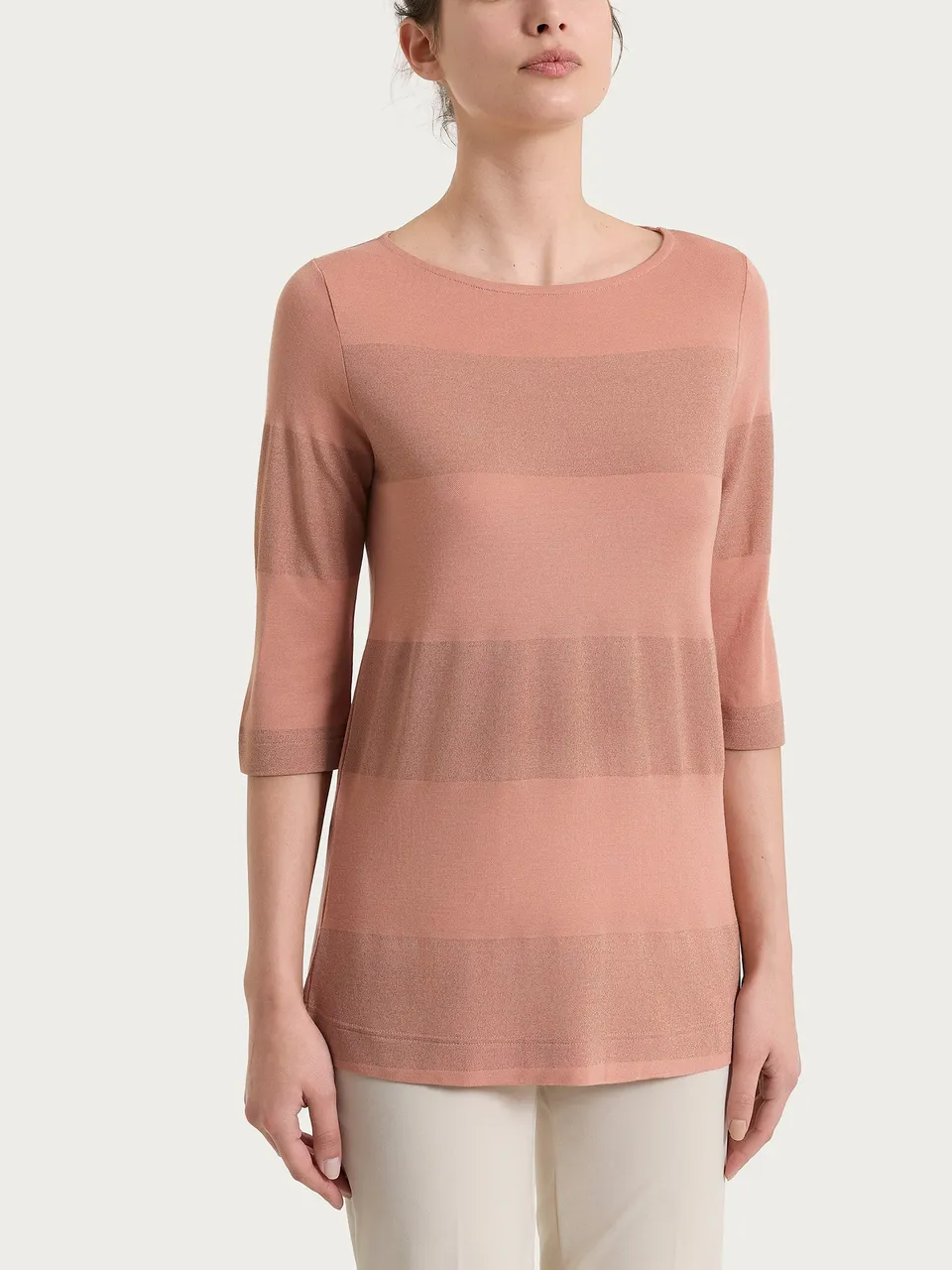 Ragno Summer Light Maglietta Barchetta Righe Cork Lurex 3/4