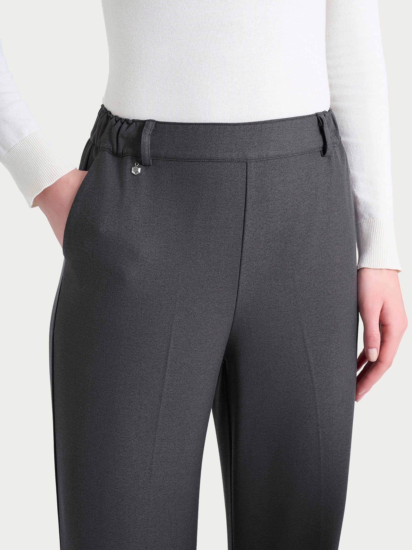 Ragno Flannel Twill pantalone ampio donna ardesia mel vita elasticizzata