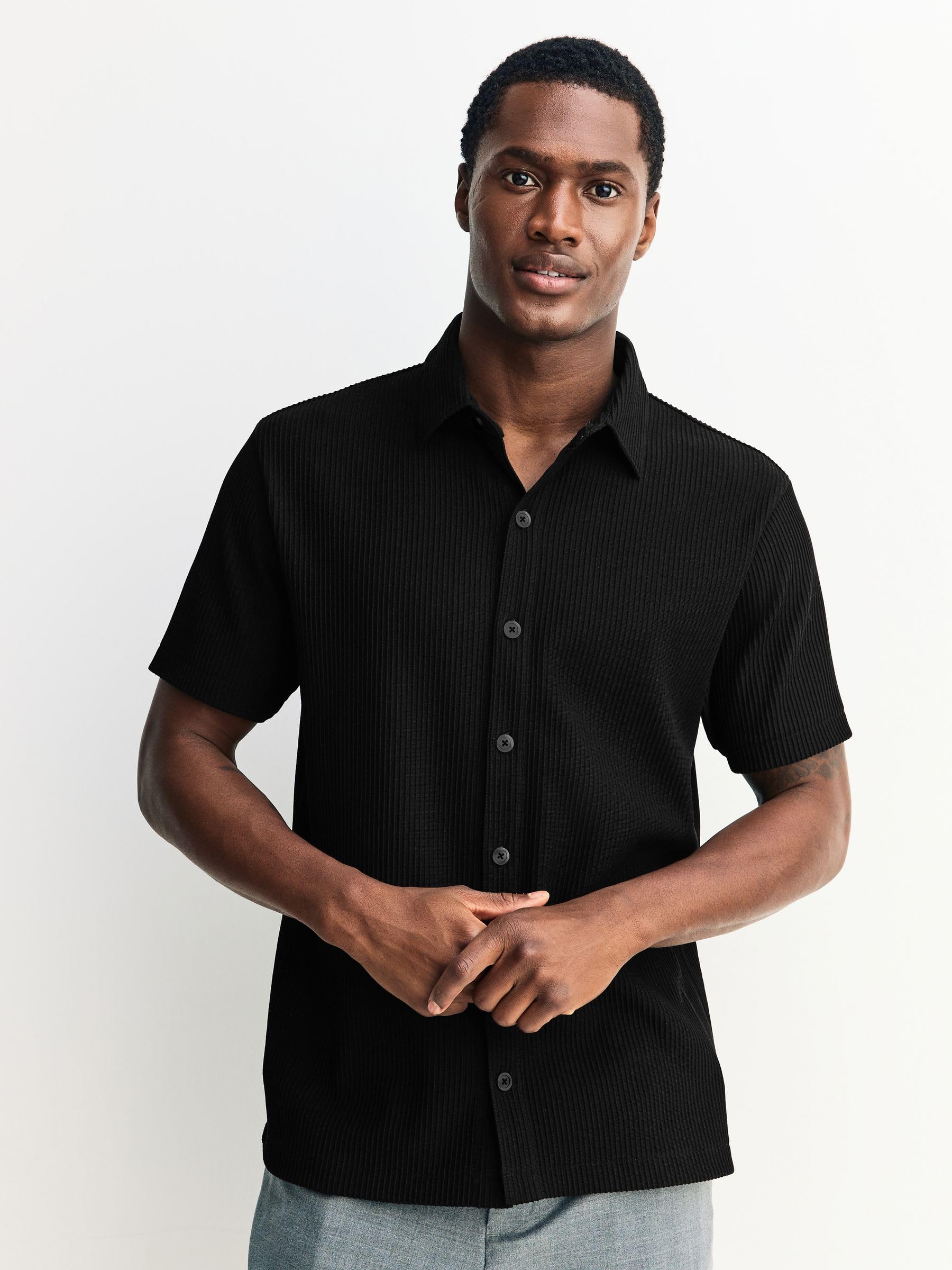 Next N. Premium camicia jersey uomo maniche corte testurizzata