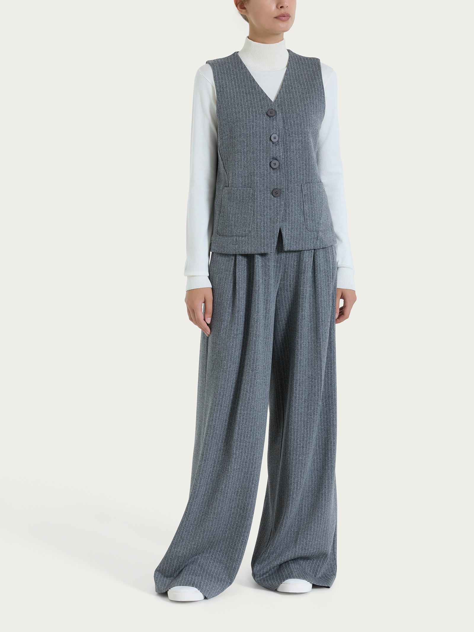Ragno gilet gessato 4 bottoni ardesia mel elasticizzato