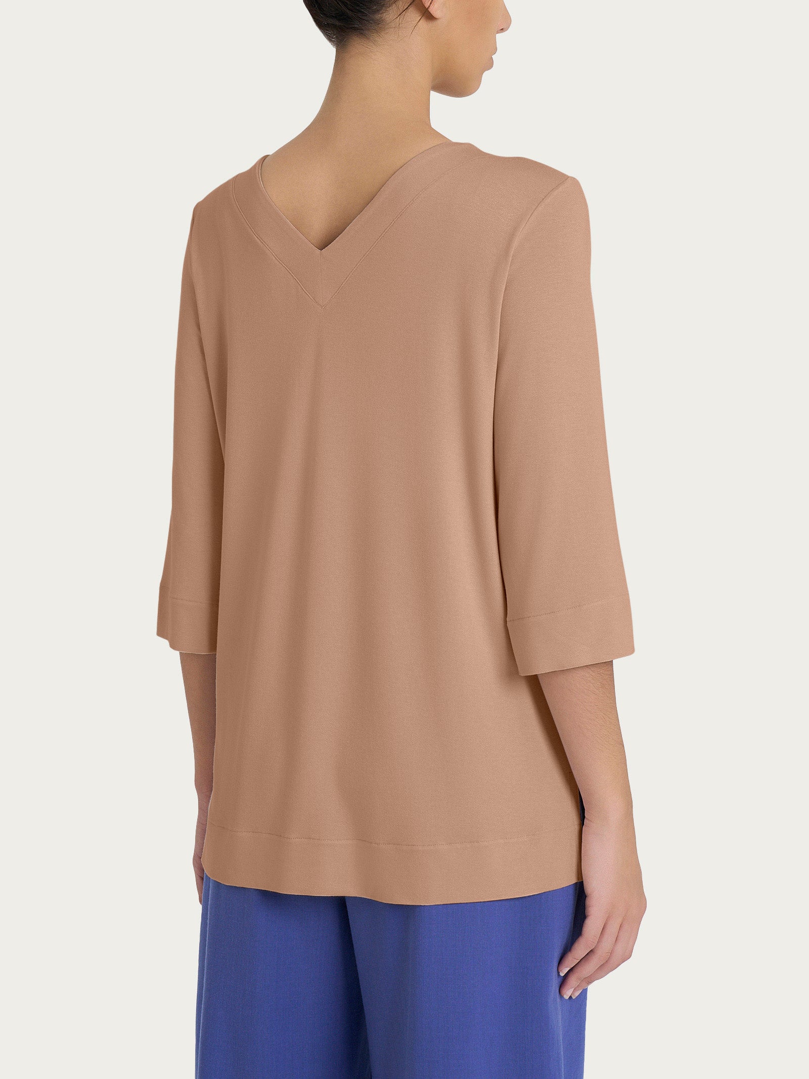 Ragno Maglietta Doppio Scollo a V Viscosa Warm Taupe