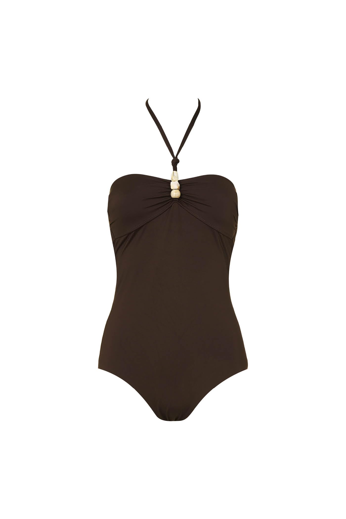 Goldenpoint Cocoa costume intero triangolo tinta unita