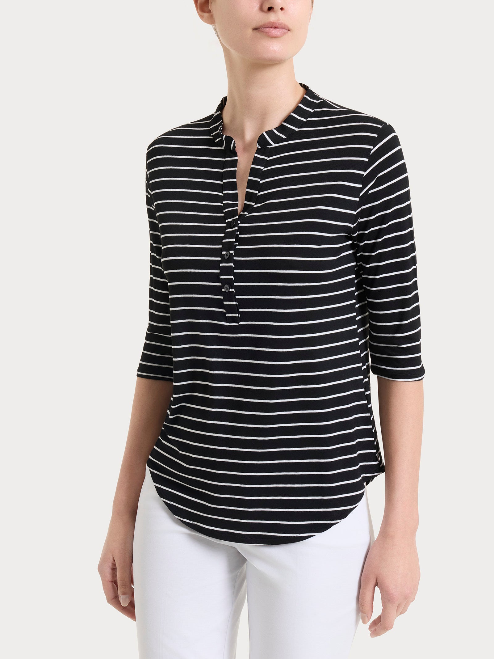 Ragno Summer Light maglietta righe serafino nero viscosa elasticizzata