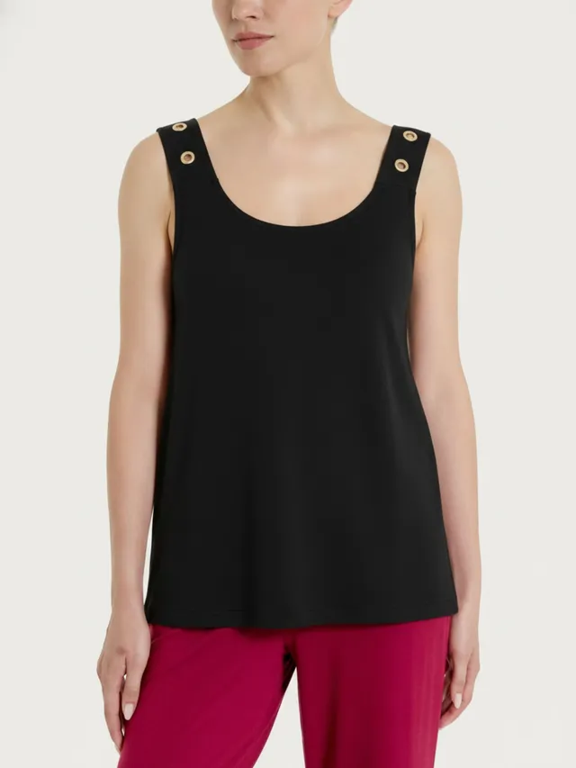 Ragno Viscosa Summer Top spalla larga canotta nero