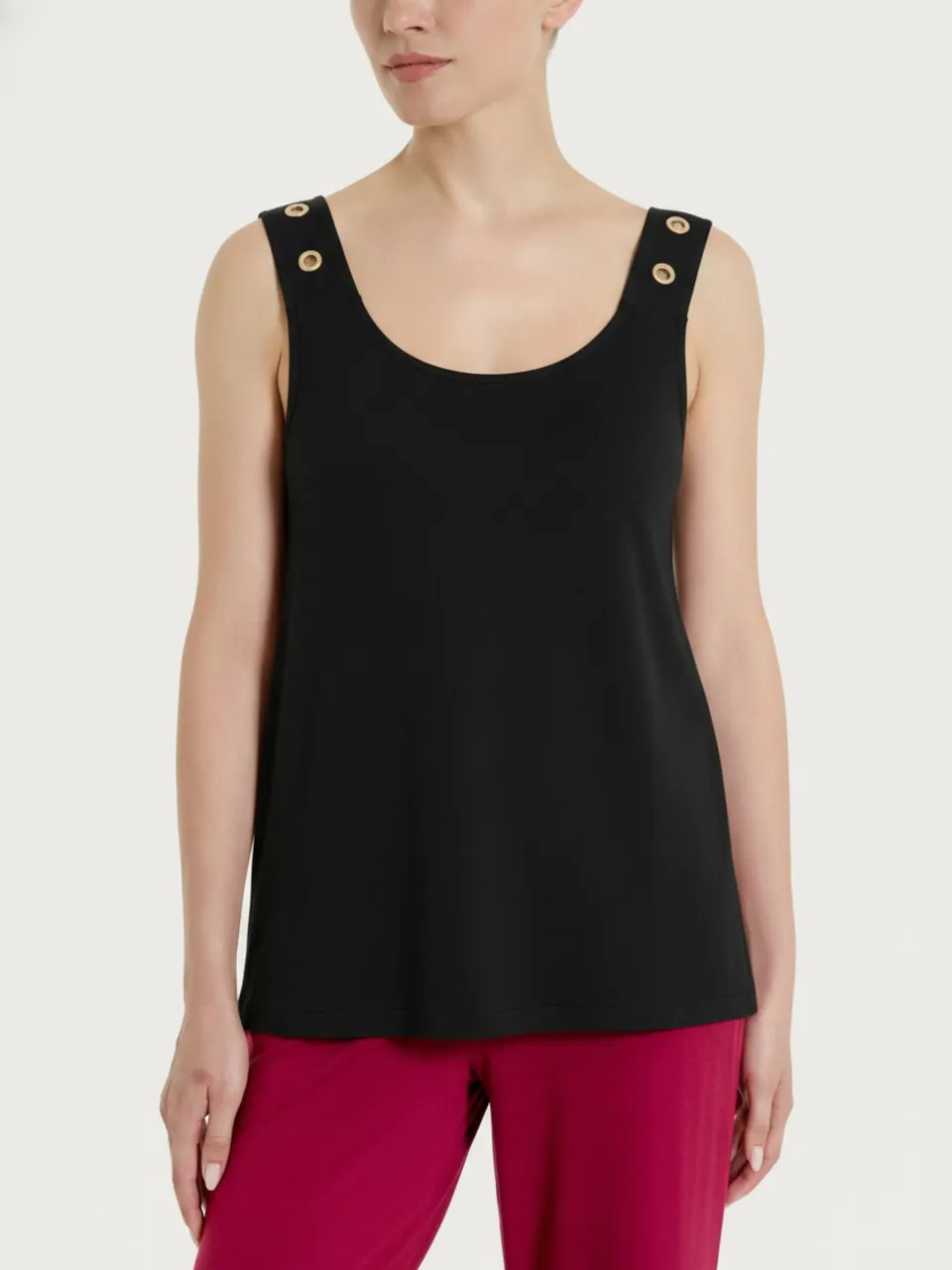 Ragno Viscosa Summer Top spalla larga canotta nero