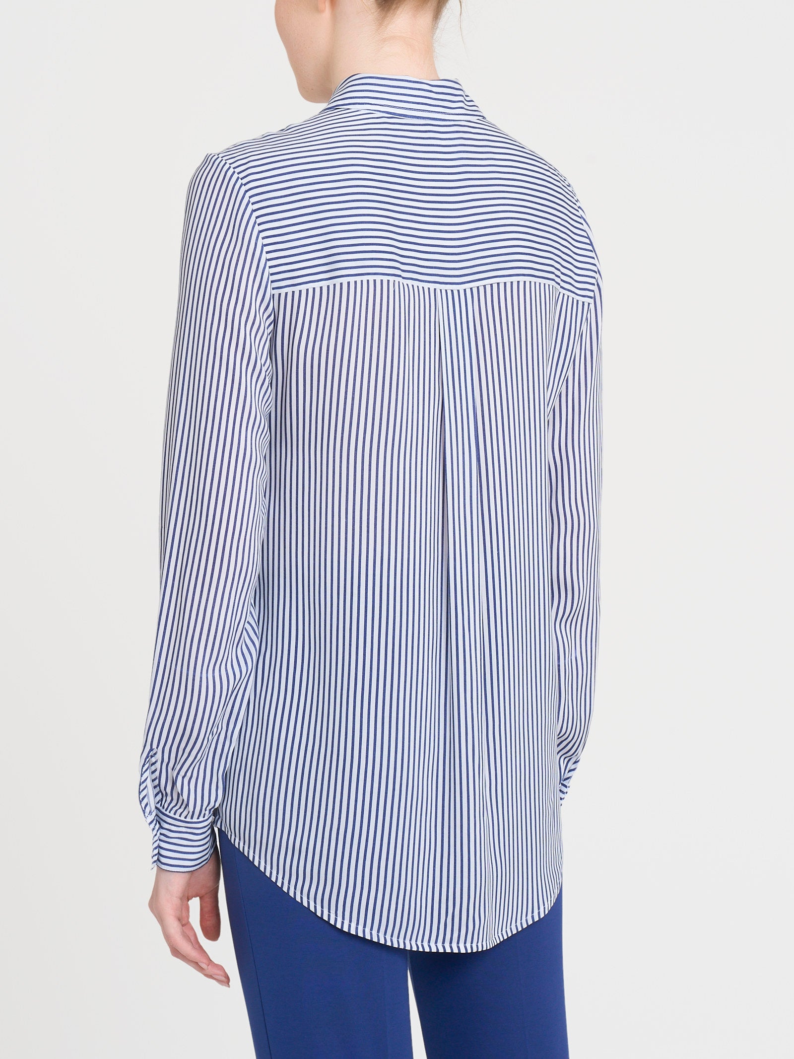 Ragno Ecoseta Camicia Rigata Manica Lunga Fant. White