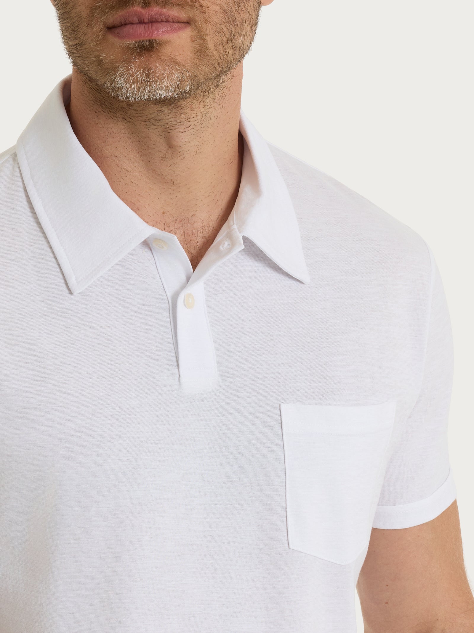 Ragno Polo Cotone Slub Jersey Bianco Uomo