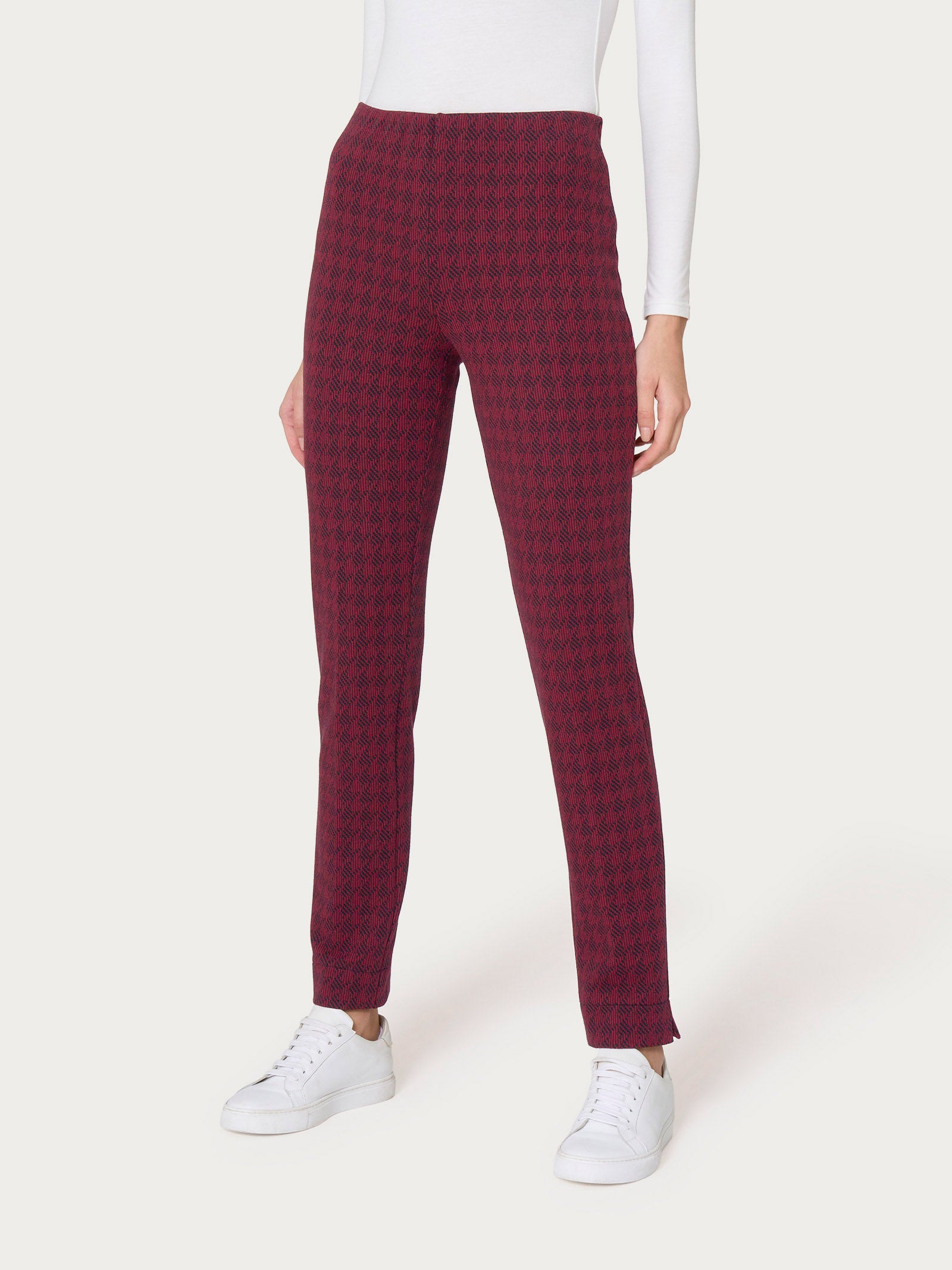 Ragno Eco Jacquard Pantalone Sigaretta Tibetan Red pied de poule