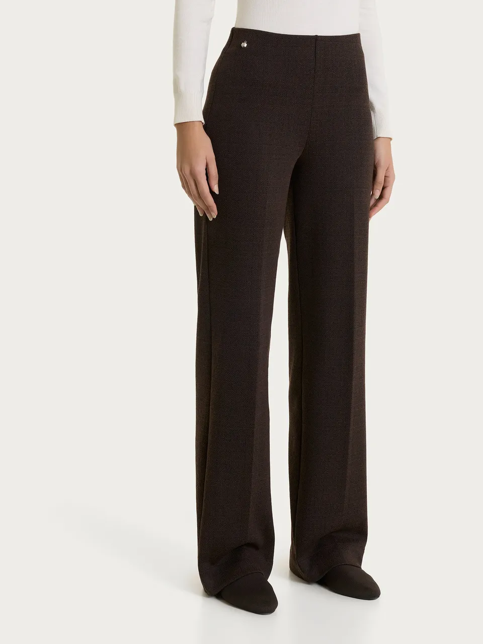 Ragno Jacquard ampio tweed pantalone Fant. Chocolate Torte elegante